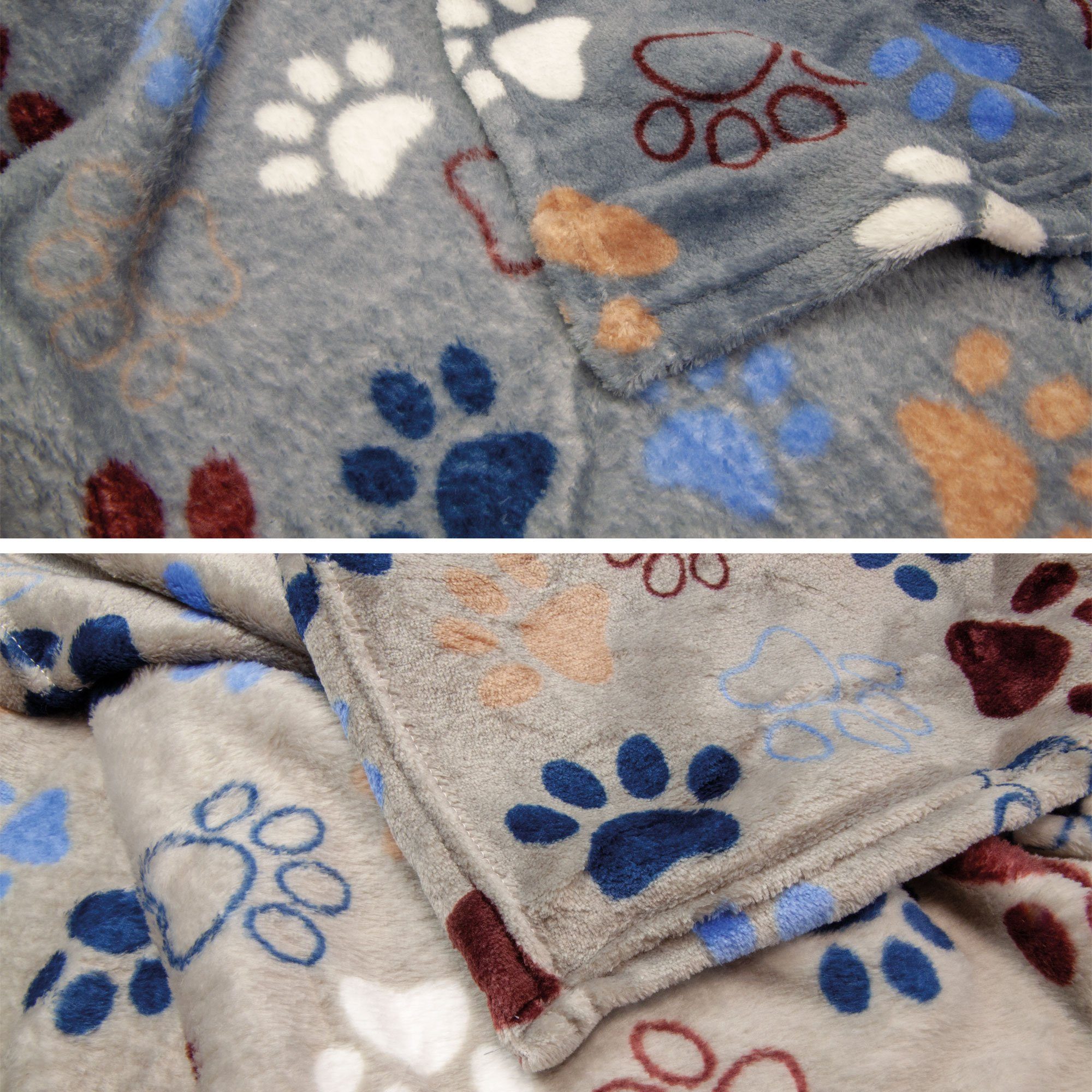 Nobby Tierdecke Hundedecke Lissi mit Pfotenmotiv, Polyester, Wunderschöne, kuschelweiche Coral-Fleecedecke zum Schutz vor Hundehaaren und Verschmutzungen