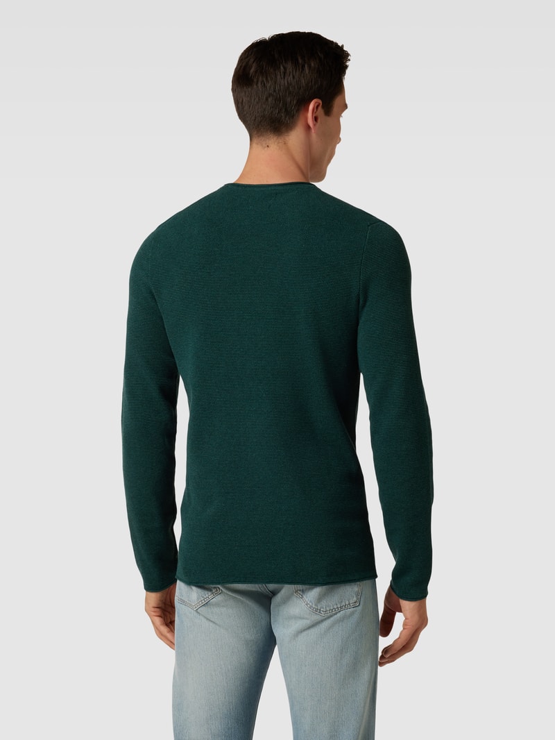 Strickpullover mit Rundhalsausschnitt in dunkelgrün meliert