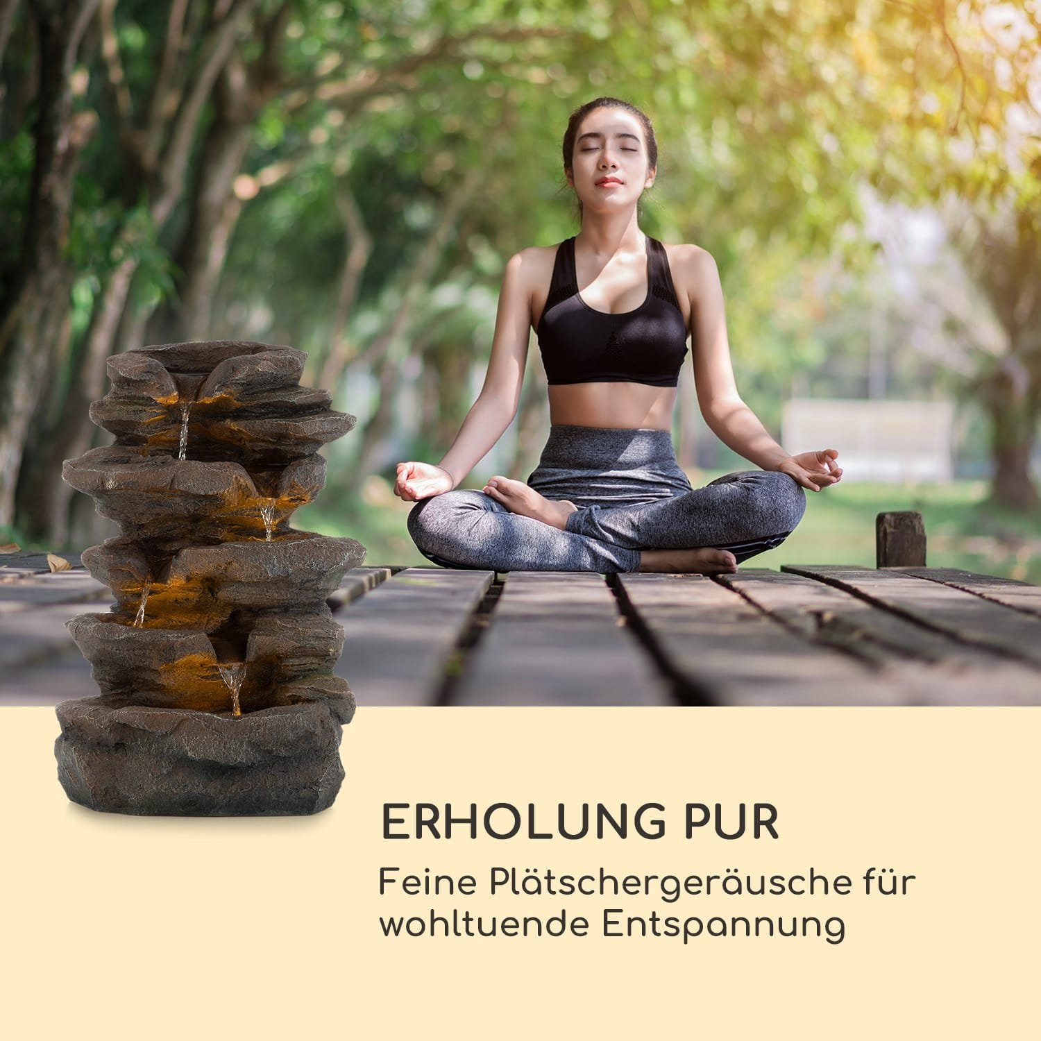 blumfeldt Wasserspiel Stonehenge Solarbrunnen, (Set, 5 tlg., inkl. Pumpe,Solarpanel;LED-Beleuchtung und Anschlussmaterial), spring zimmer zier brunnen led-beleuchtung terasse solar outdoor