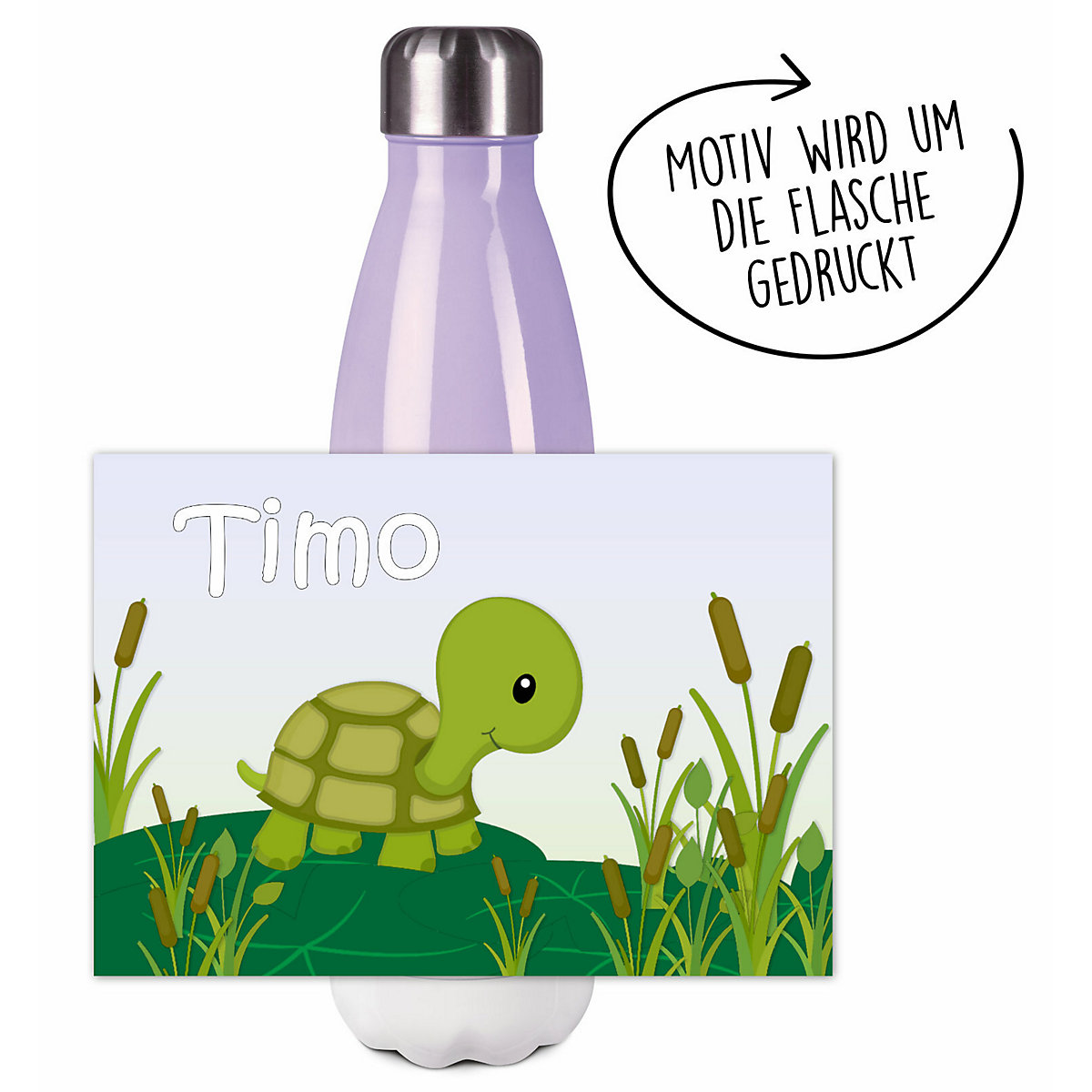 Edelstahl Kinder Thermoflasche / Trinkflasche bunt Schildkröte Spülmaschinenfest, Auslaufsicher, Bruchfest, Doppelwandig, Für Heißgetränke geeignet, Mit Deckel, Isoliert