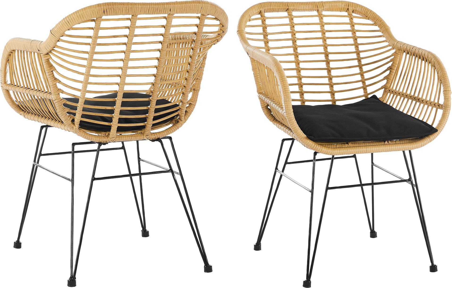 SalesFever Stuhl (Set, 2 St), aus wetterfestem Kunststoffgeflecht in Rattanoptik