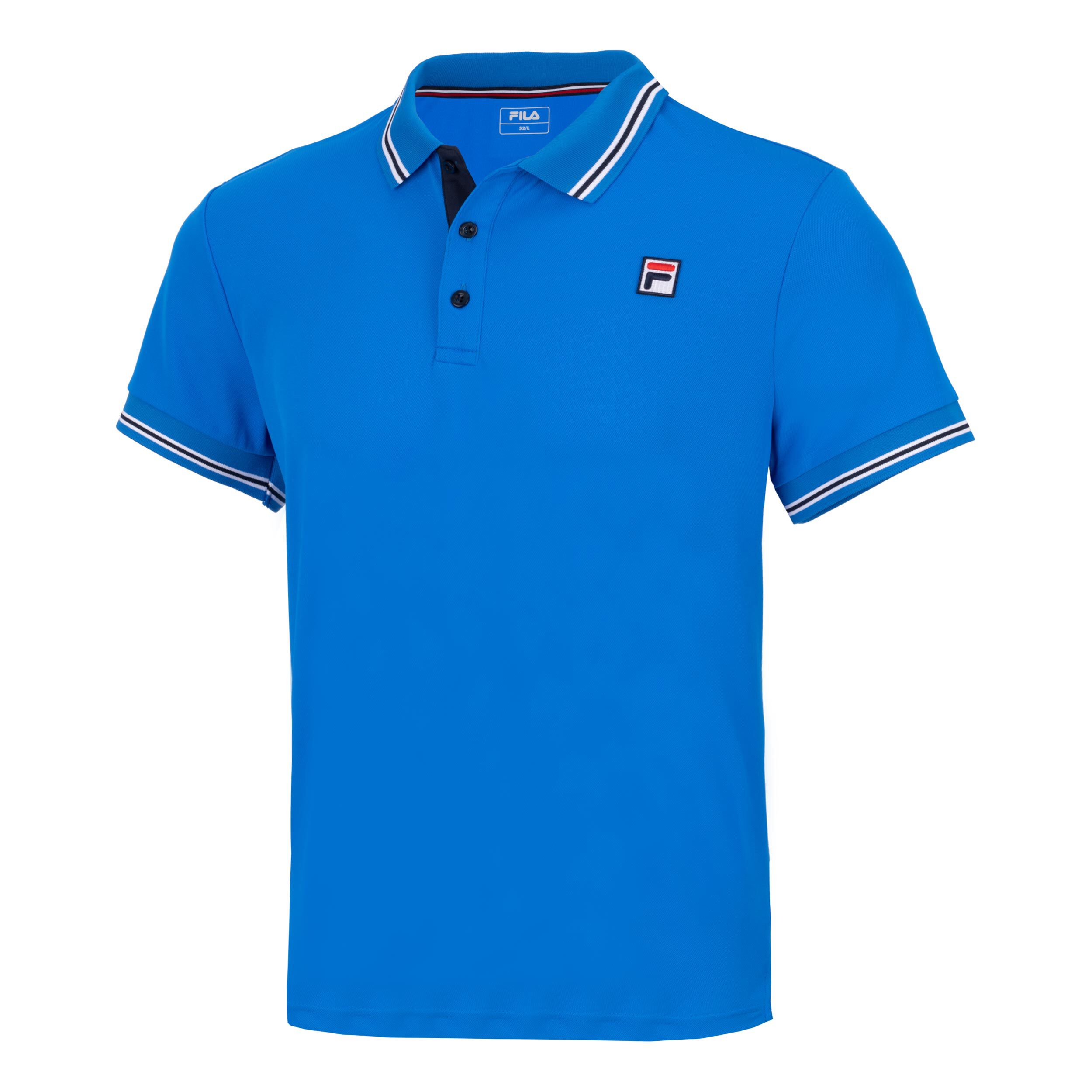 Piro Button Polo Herren - Blau, Weiß