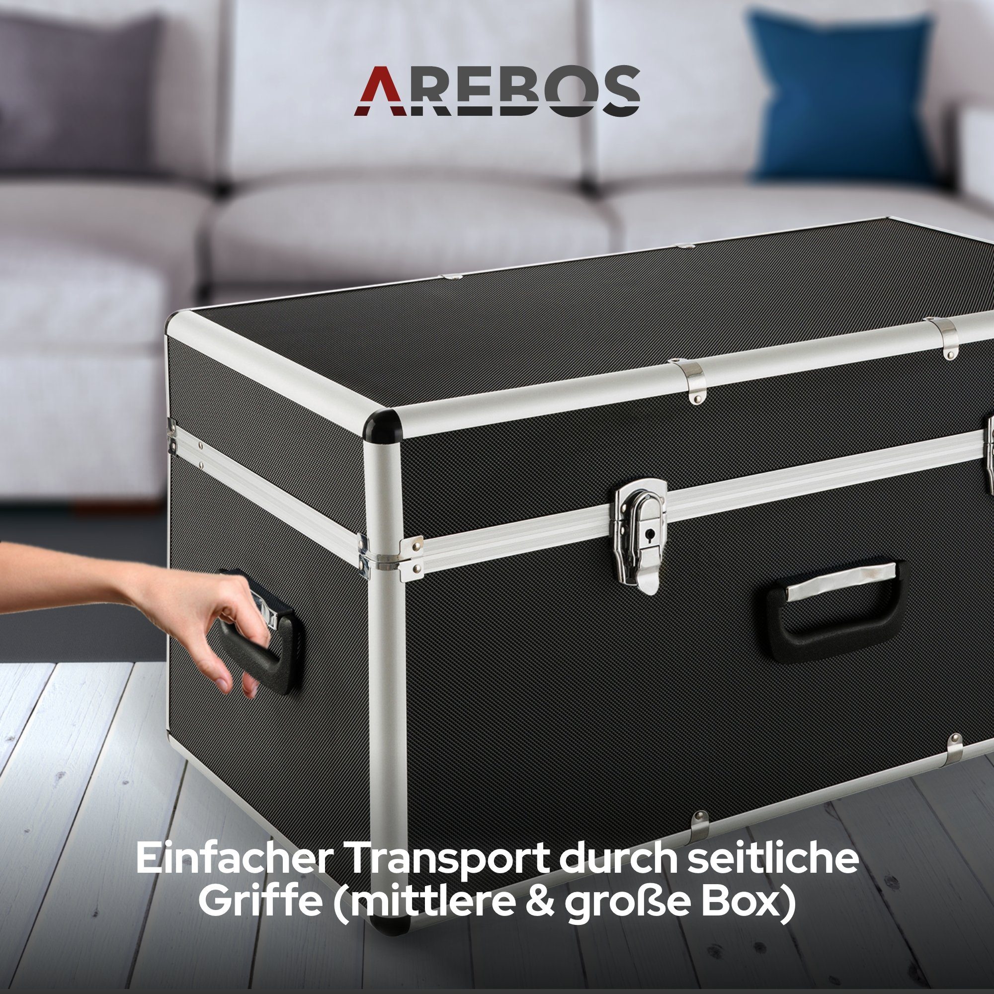Arebos Werkzeugbox 3er Set Transportkoffer, abschließbar, verschiedene Grössen (Set, 3 St)
