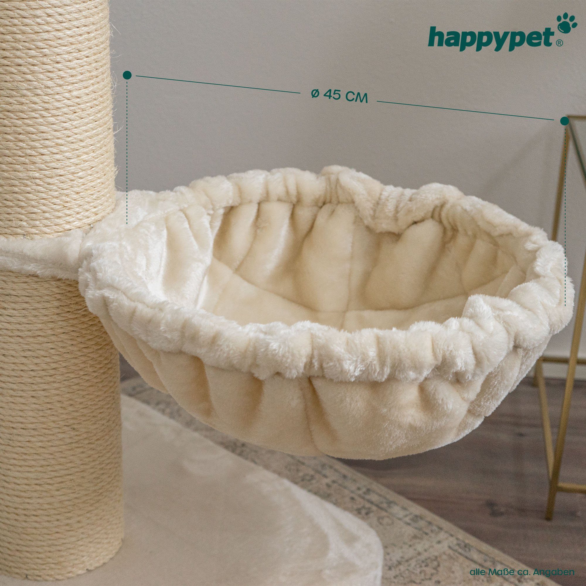 Happypet Kratzbaum-Liegemulde MC45.ACCES.01, Plüsch, Durchmesser: ca. 45 cm, Hochwertiger Plüsch, Belastbarkeit: bis 15 kg
