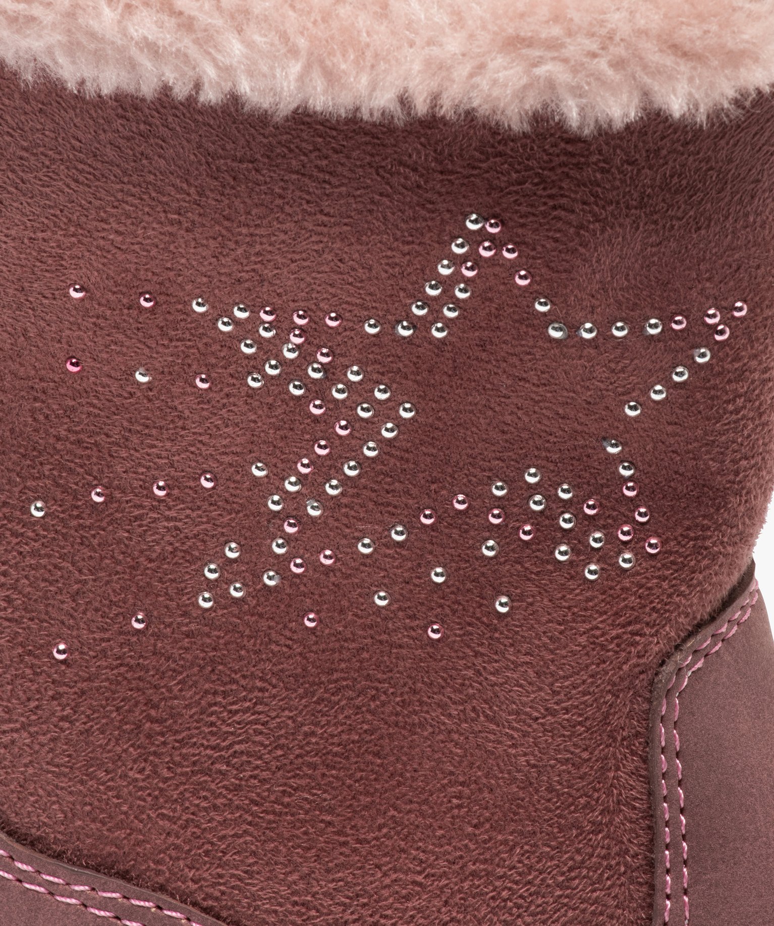 Bottes fourrées fille en suédine motif étoile en strass rose | GEMO