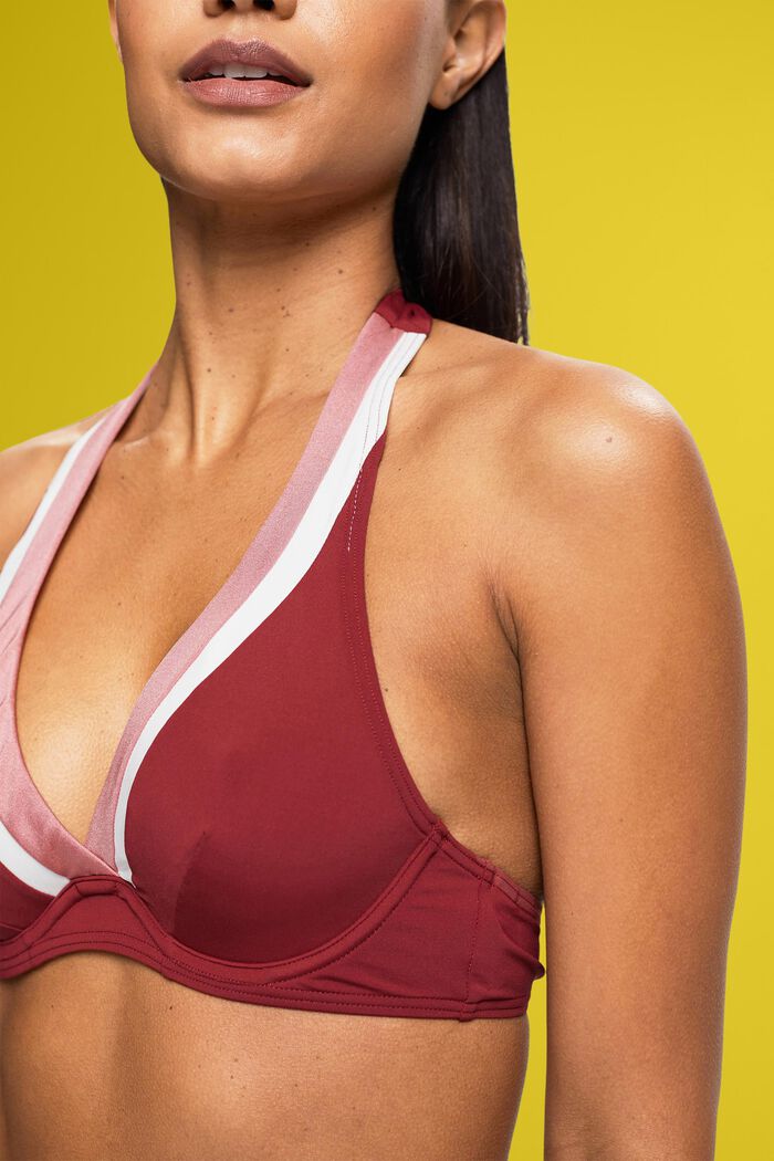Dreifarbiges Neckholder-Bikinitop mit Bügeln