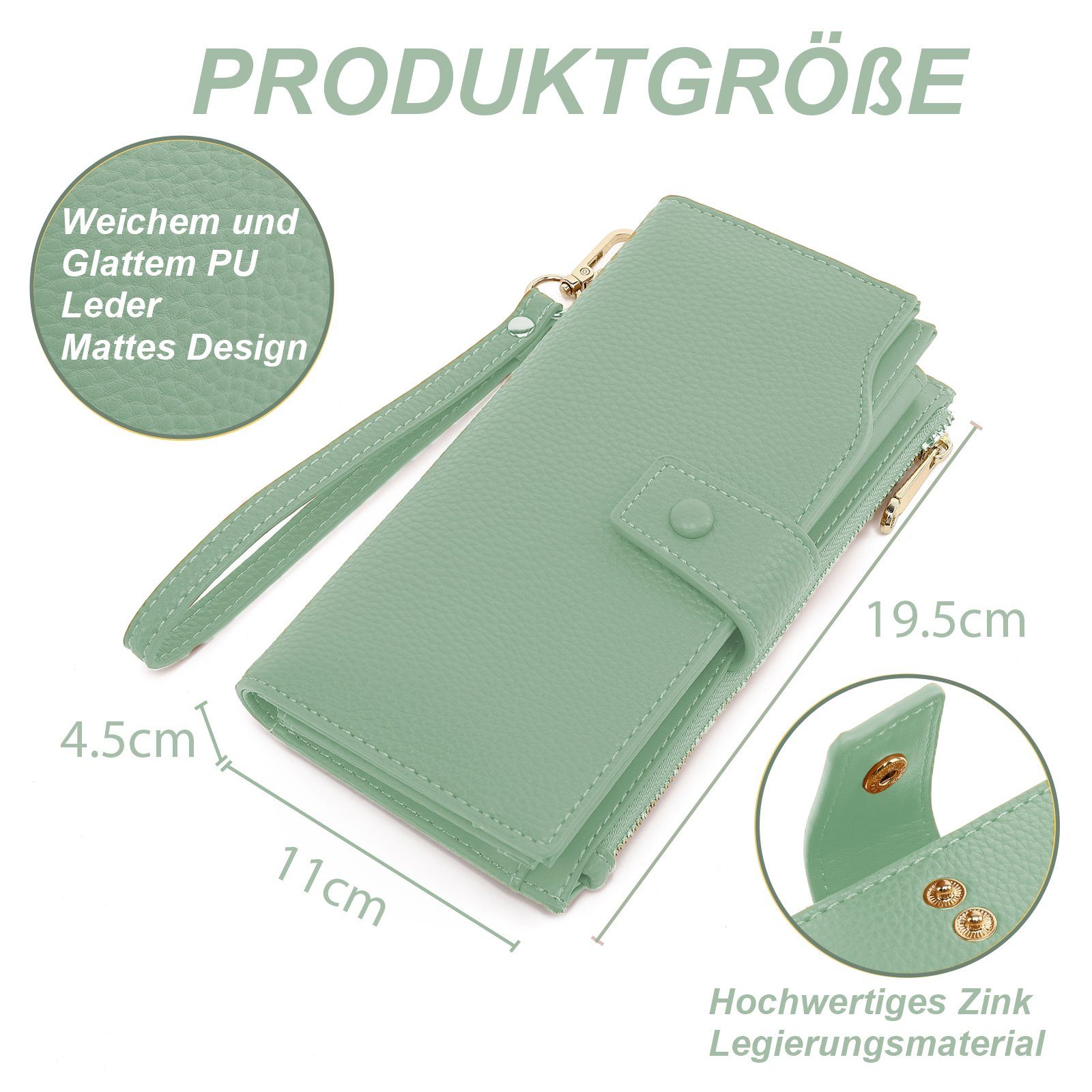 TAN.TOMI Brieftasche Portemonnaie Damen, Geldbörse für Frauen mit Lanyard (Brieftasche), Geldbörse aus hochwertigem Kunstleder
