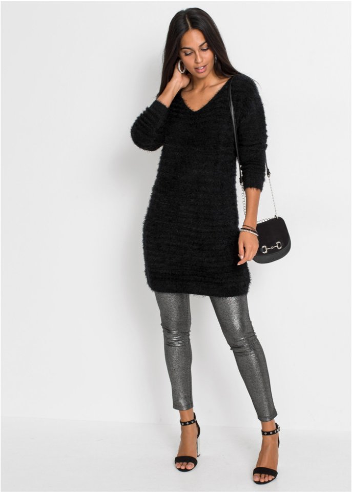 Flauschiger Long-Pullover