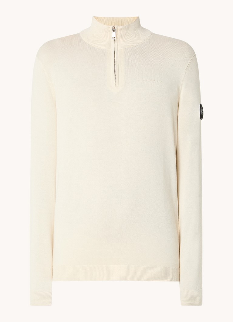 Airforce Fine-knit sweater with half zip and logo