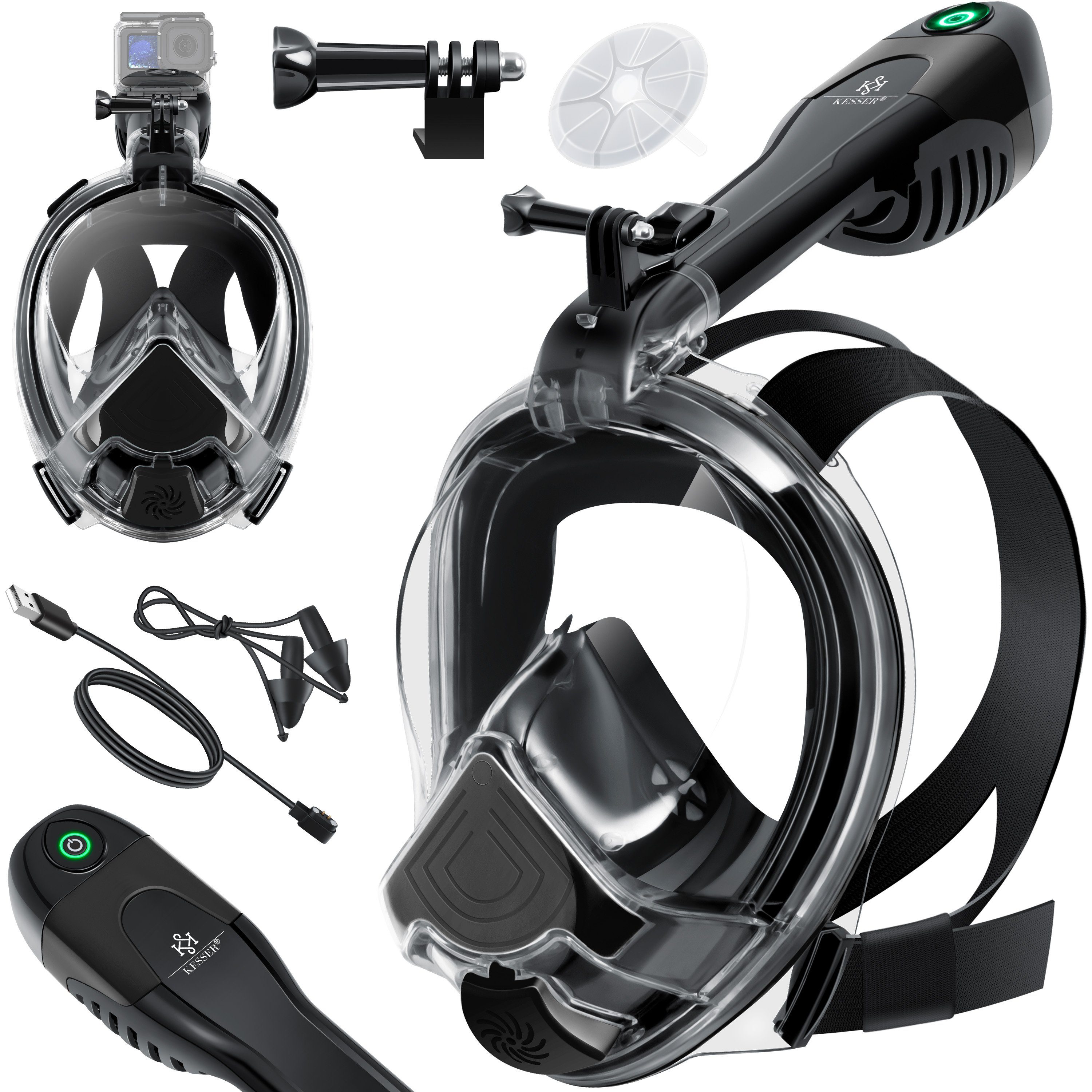 KESSER Tauchermaske, Tauchmaske Schnorchelmaske Mit Elektrischem Lüfter Vollmaske