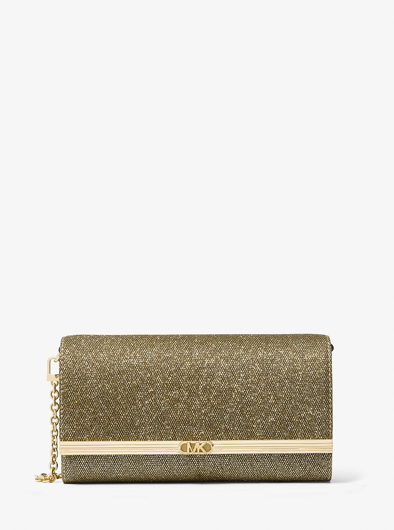 Mona Stor Glitterkjede Mesh Clutch - GULL