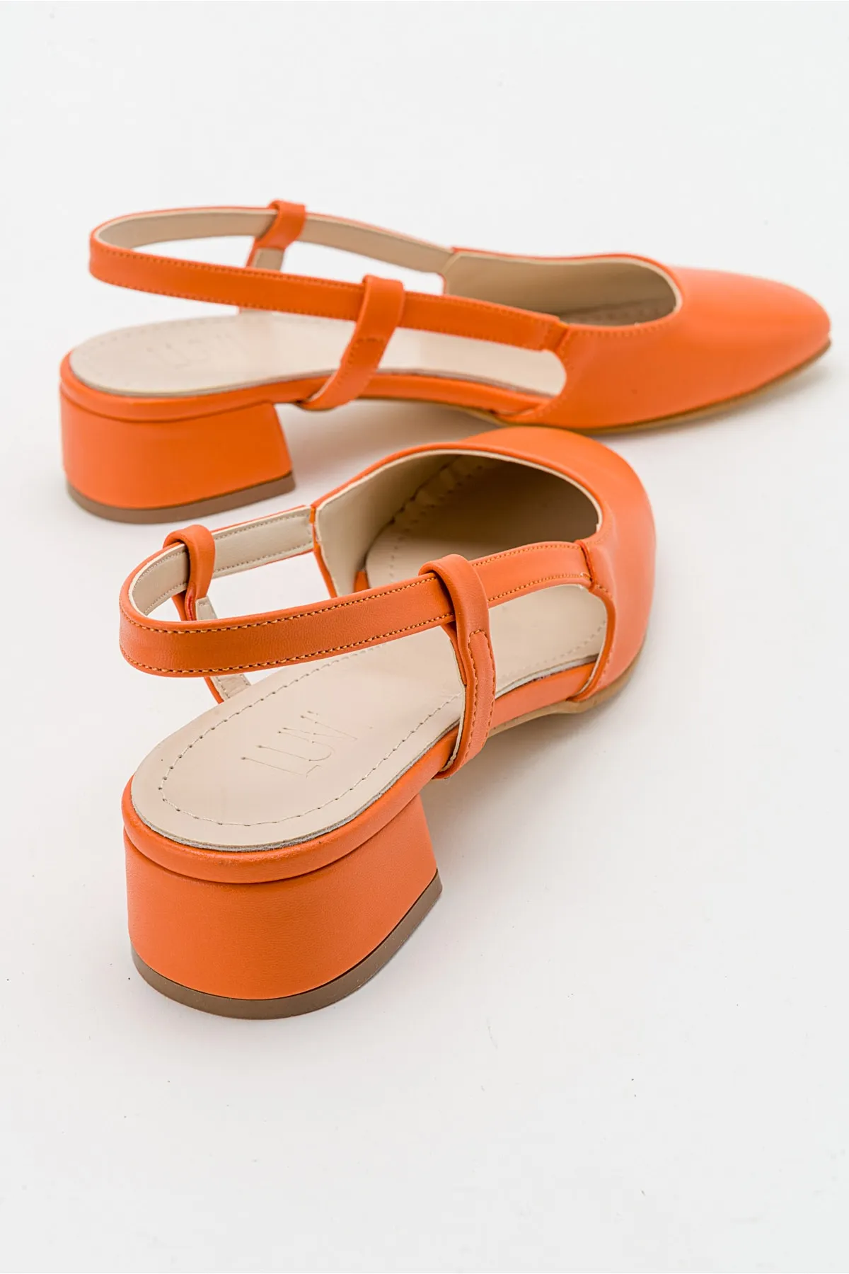 LuviShoes  66 Orange Skin Damen-Sandalen mit Absatz
