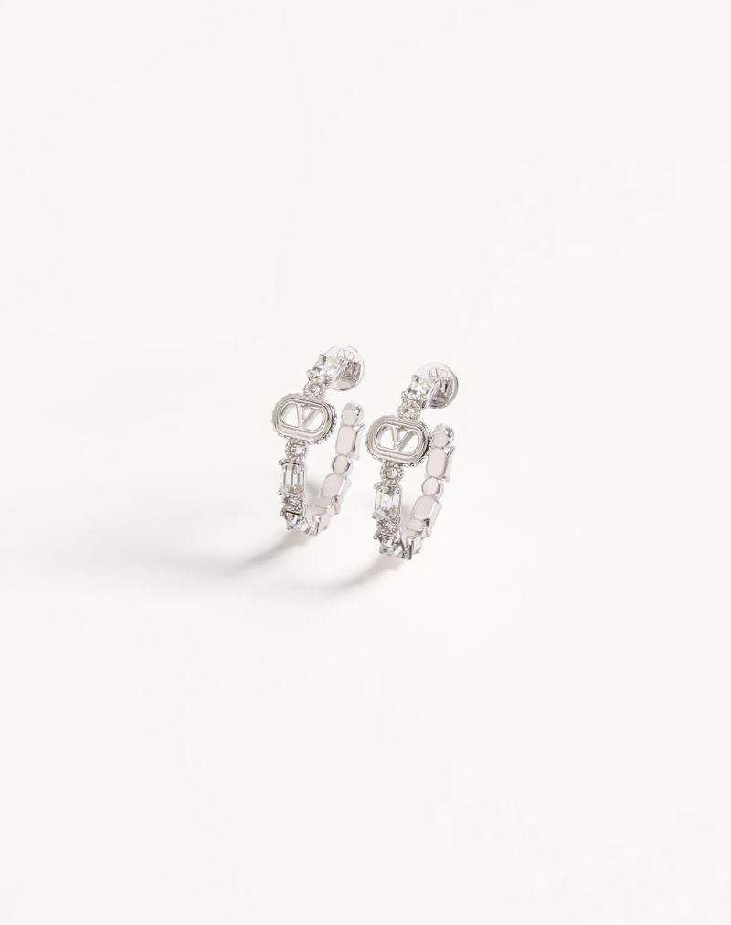 Ovale øreringe i metal og Swarovski® krystaller