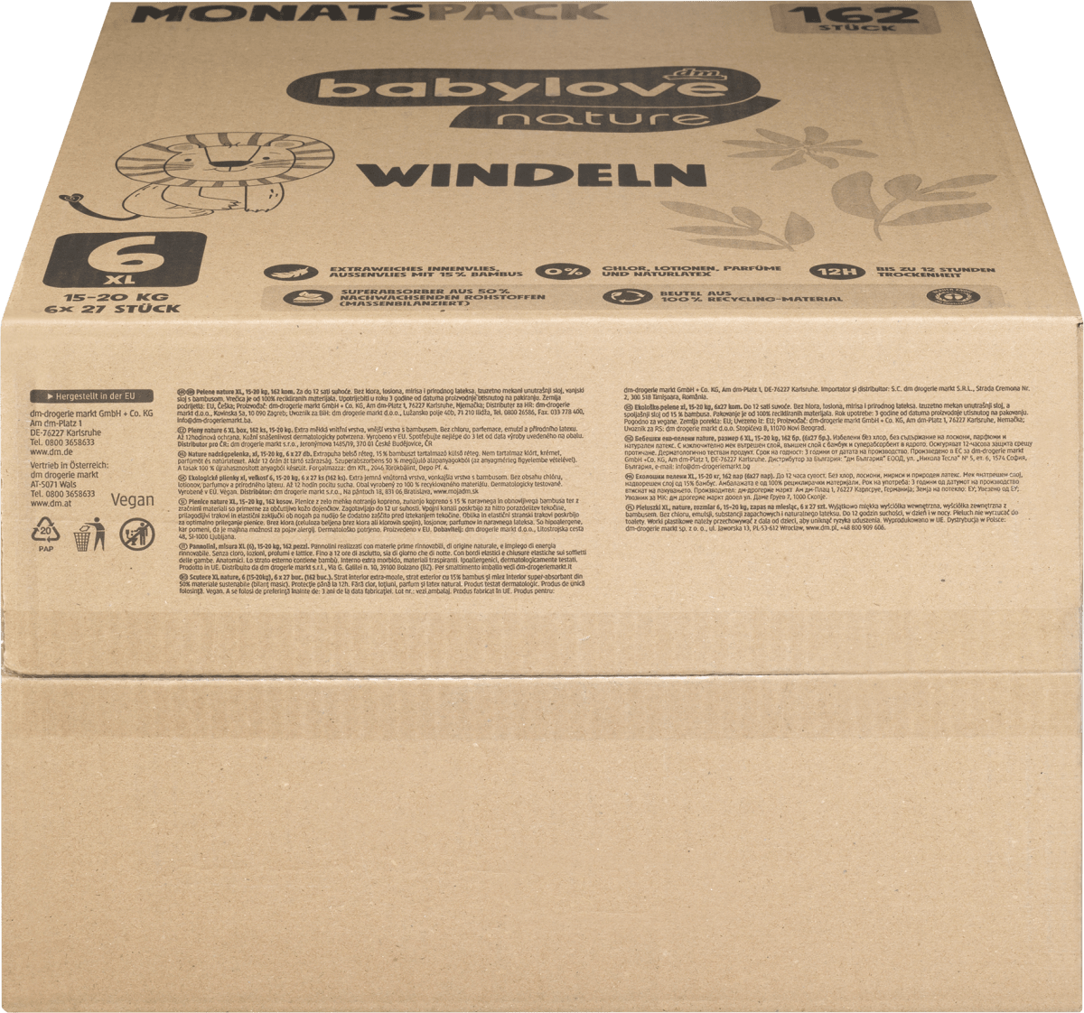 Windeln Gr. 6, XL (15-20 kg), Monatspack, 162 St