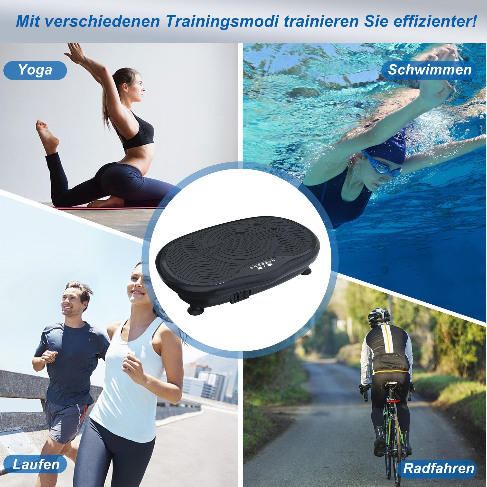 OKWISH Vibrationsplatte mit 3 Modi, Ganzkörper Vibrationsgerät, 500,00 W, 3 Intensitätsstufen, (3D Vibrationsplatte mit 3 Modi), Vibration Fitness Plattform zur Fettverbrennung und Muskelaufbau