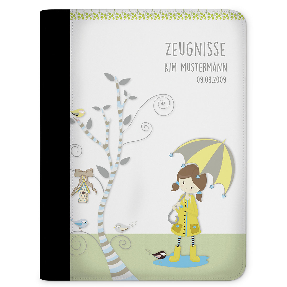 Zeugnismappe / Dokumentemappe mit Name personalisiert Regenmädchen