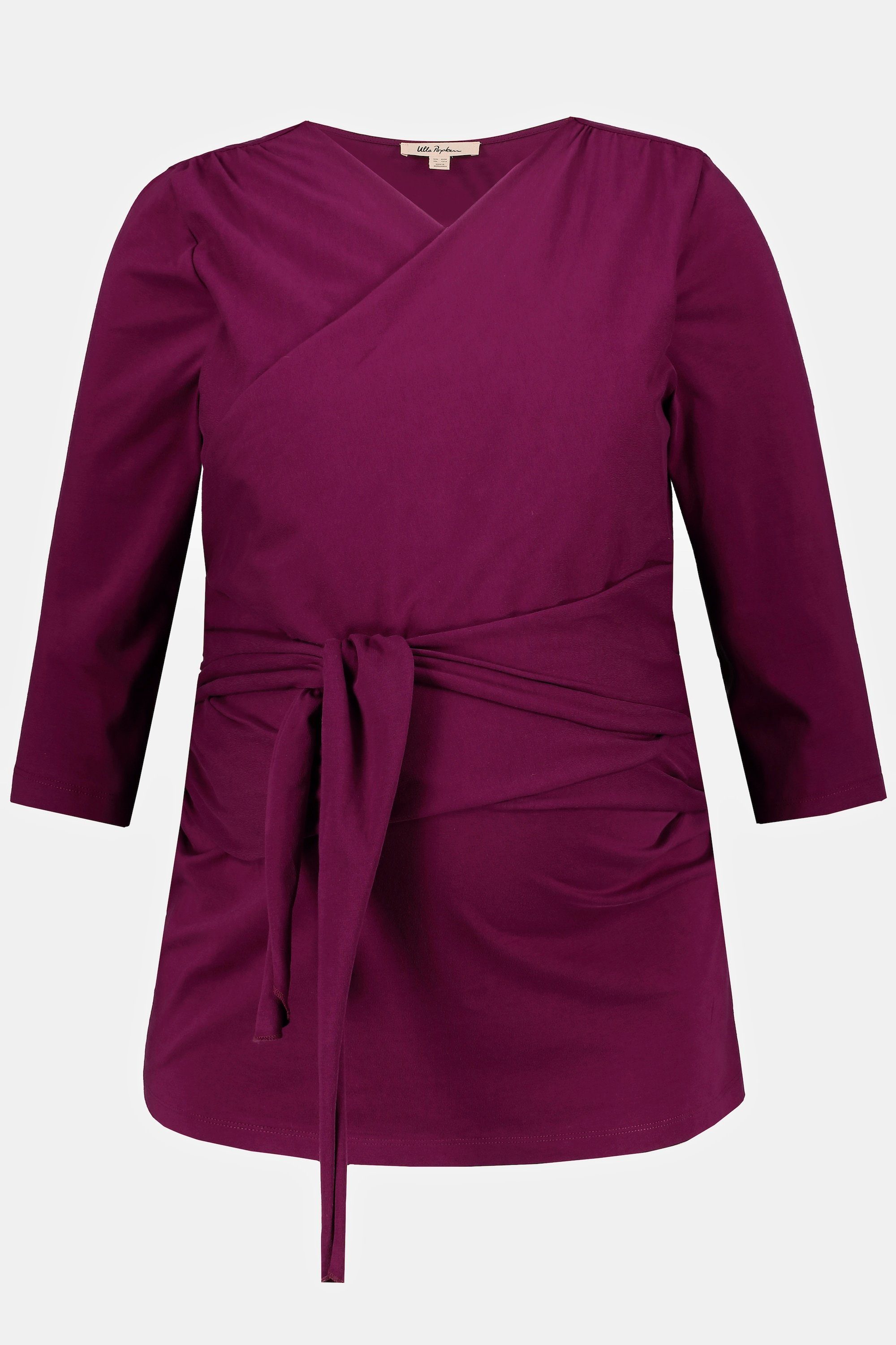 Ulla Popken Longsleeve Bellieva-Wickelshirt Skin to Skin Rundhals GOTS
