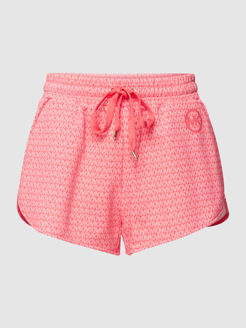 Sweatshorts mit Allover-Logo-Muster in koralle