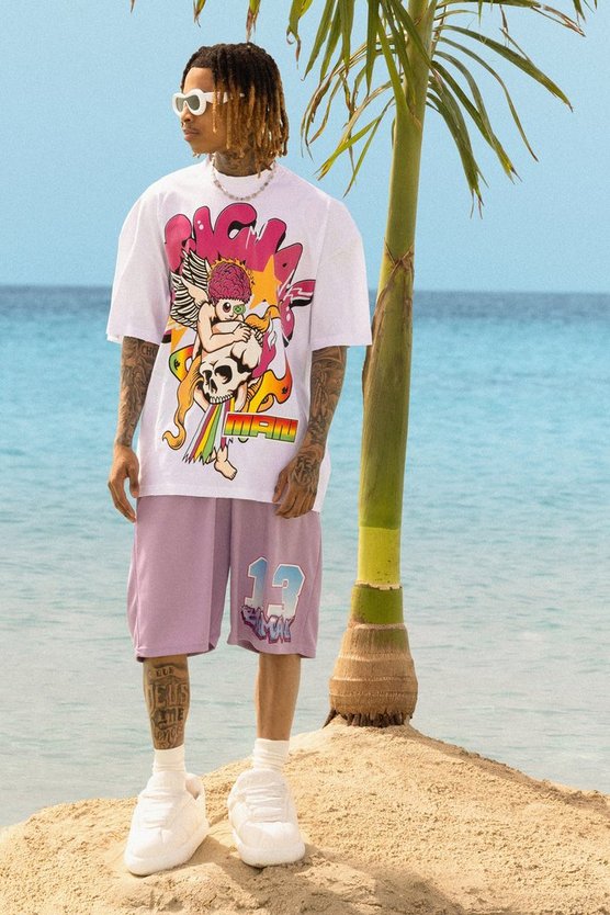 Oversize T-Shirt mit Official-Print