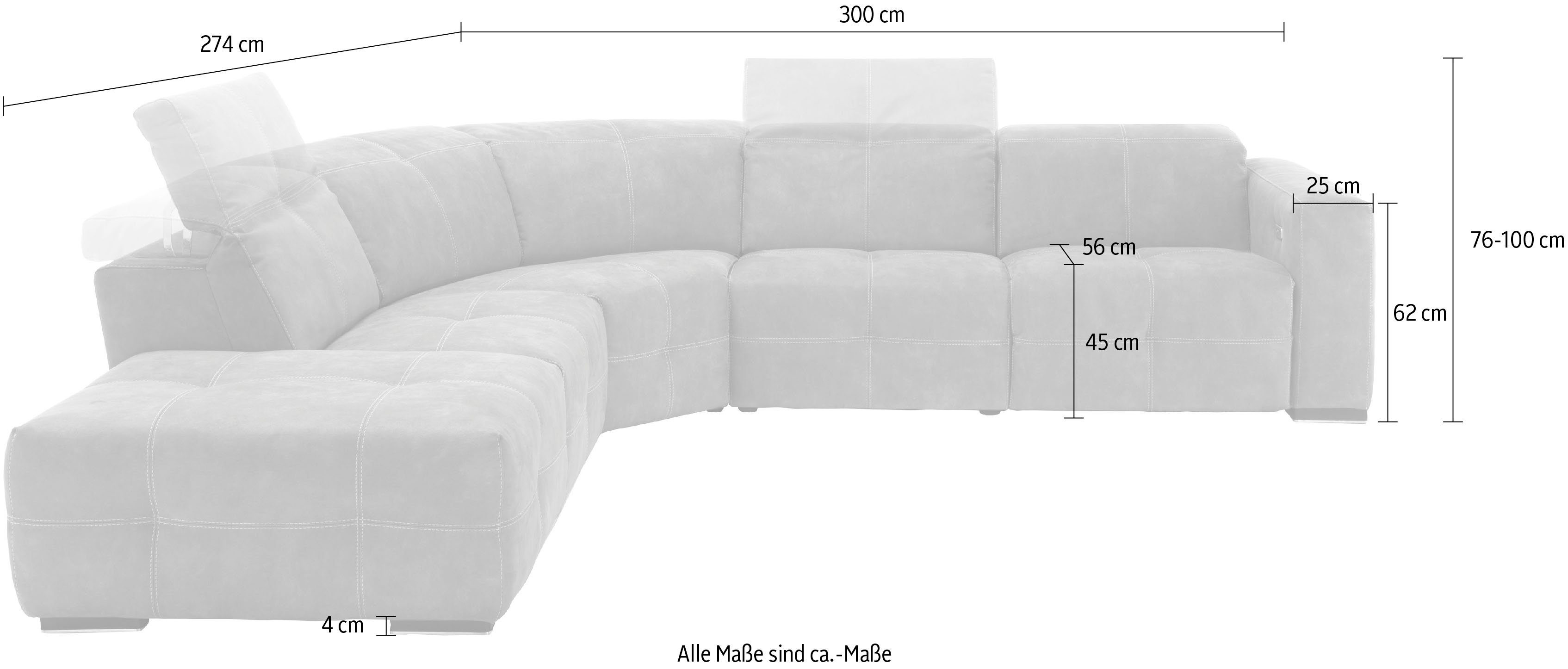 Egoitaliano Ecksofa Sauvanne, wahlweise mit elektrischer Relaxfunktion, Kopfteilverstellung