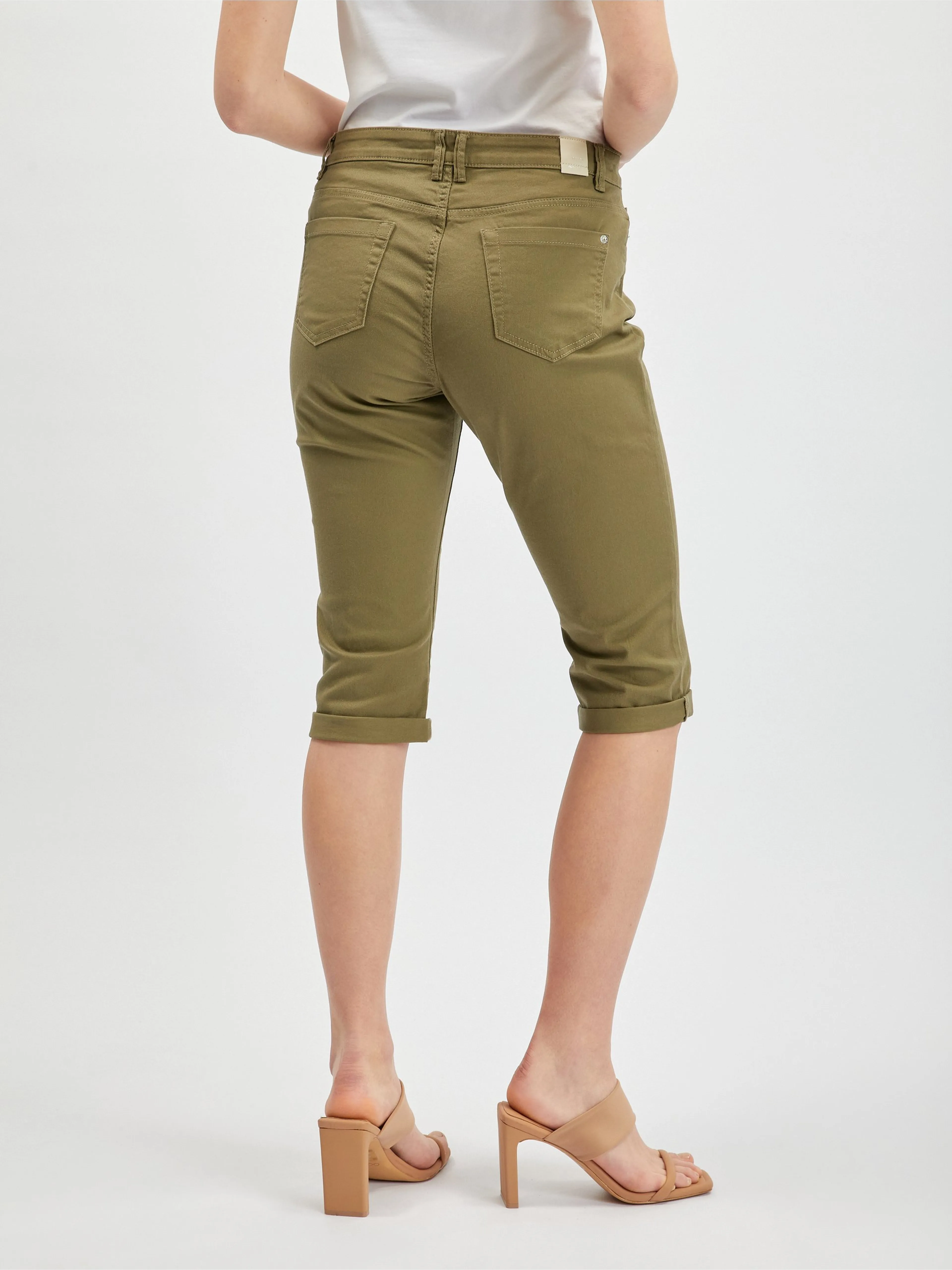 Khakifarbene Damen-Cropped-Jeans ORSAY