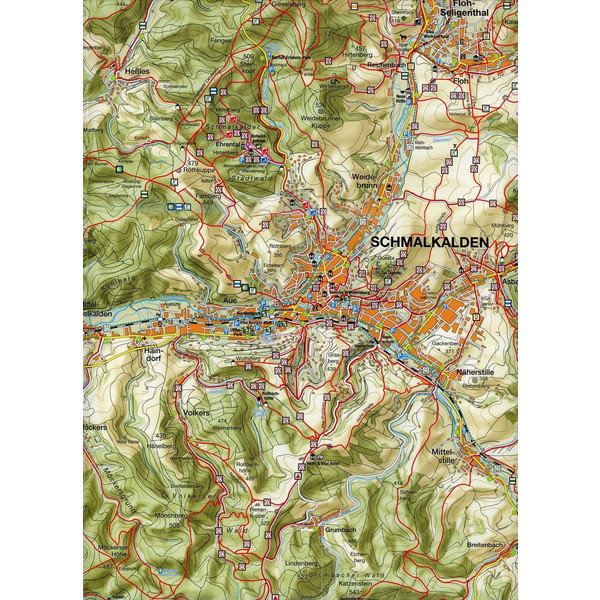 WANDERKARTE SCHMALKALDEN UND STEINBACH-HALLENBERG 1:30.000. - Wanderkarte