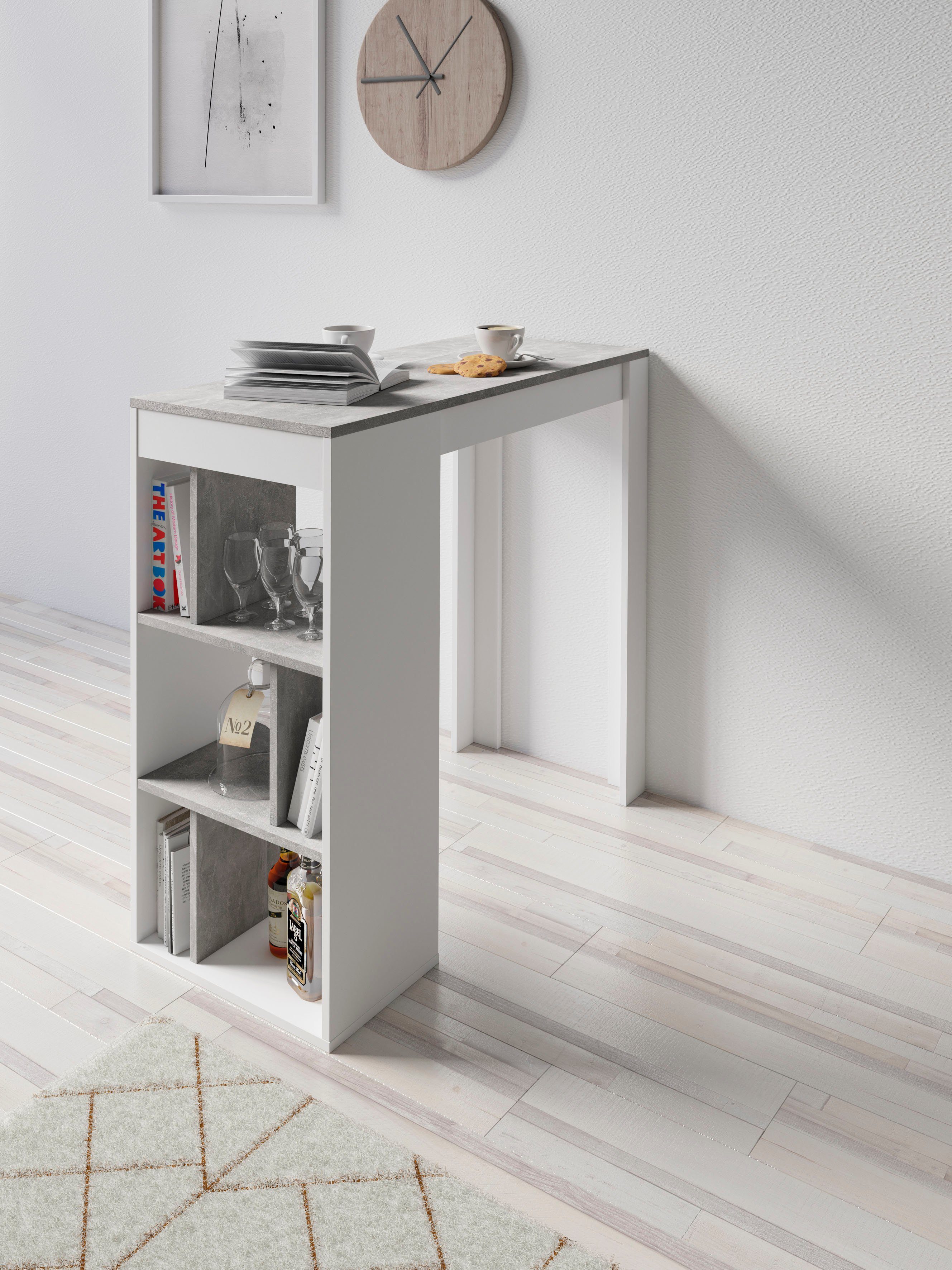 Homexperts Bartisch Momo, Breite 110 cm mit Regalfächern