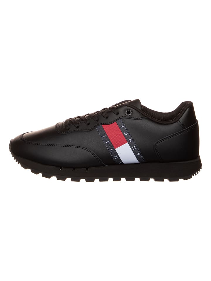 Tommy Hilfiger Shoes Leder-Sneakers in Schwarz günstig kaufen 42