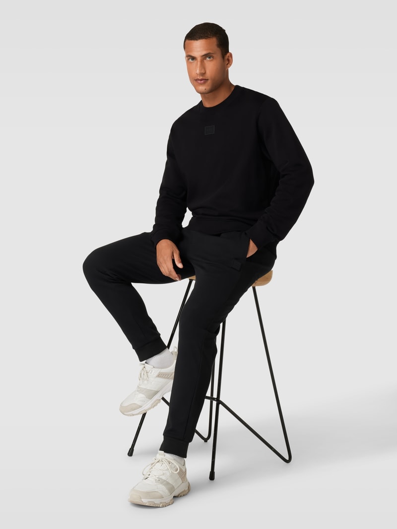 Sweatshirt mit Label-Patch Modell 'Diragol' in schwarz
