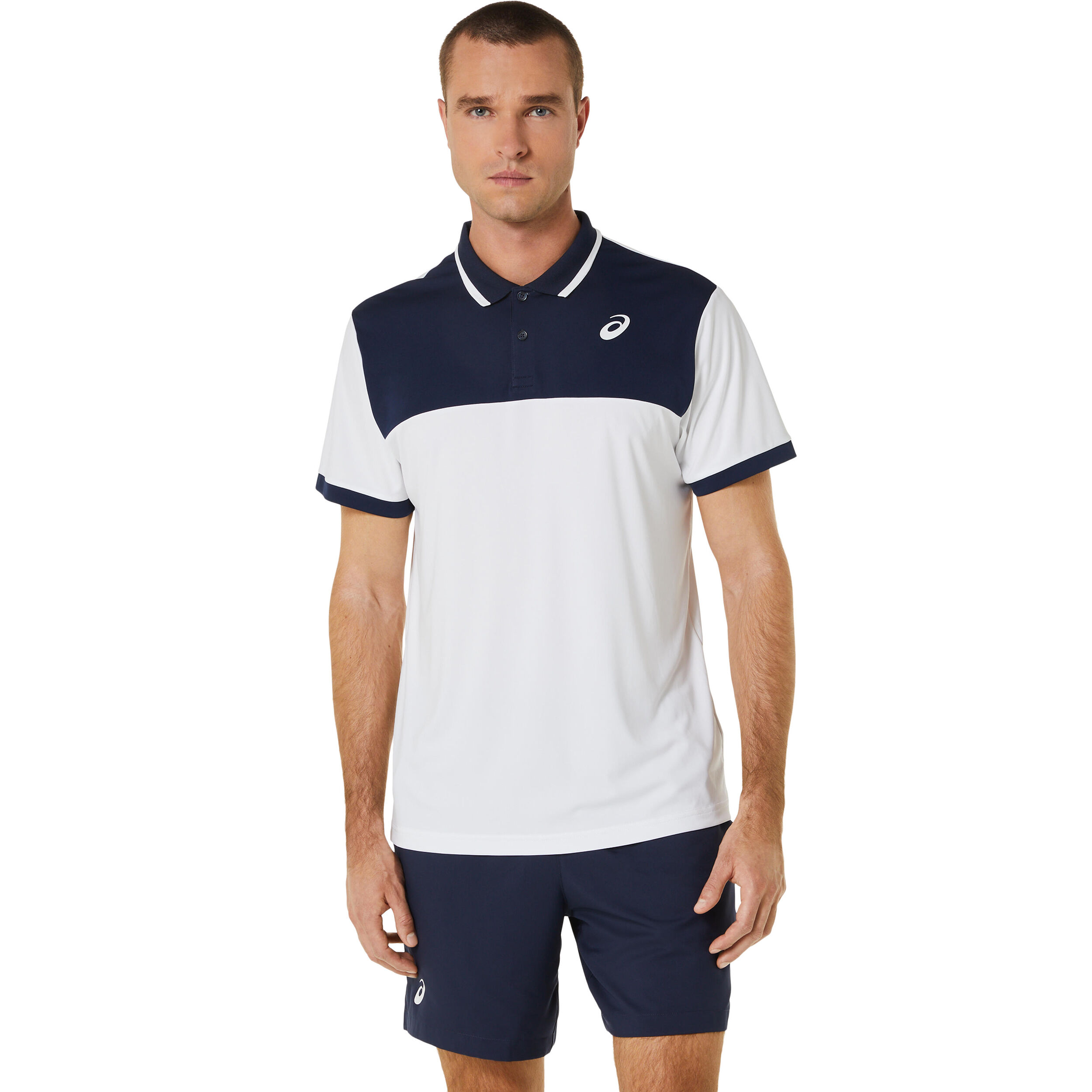 Court Polo Herren - Weiß, Dunkelblau