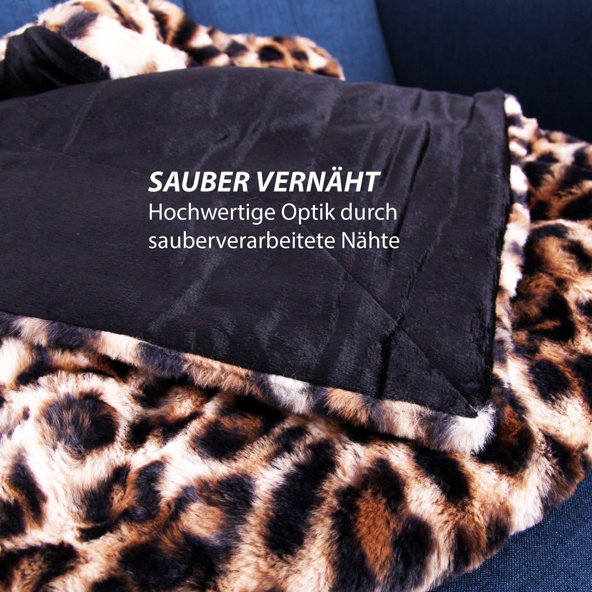 Wohndecke XXL - Leopard, Bestlivings, Kuscheldecke 150x200cm - Deluxe Flauschdecke Flanelldecke