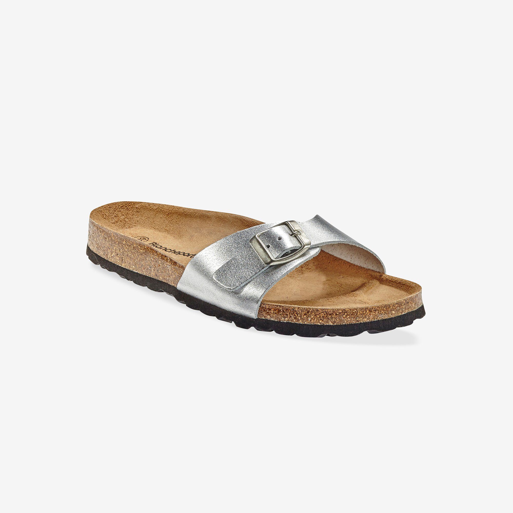 Mules plates cuir à boucle réglable