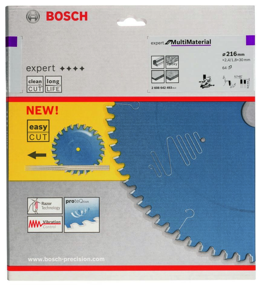 Bosch Blue Accessories 2608642493 Sirkelsagblad 216 x 30 x 64T Expert for Multi Material