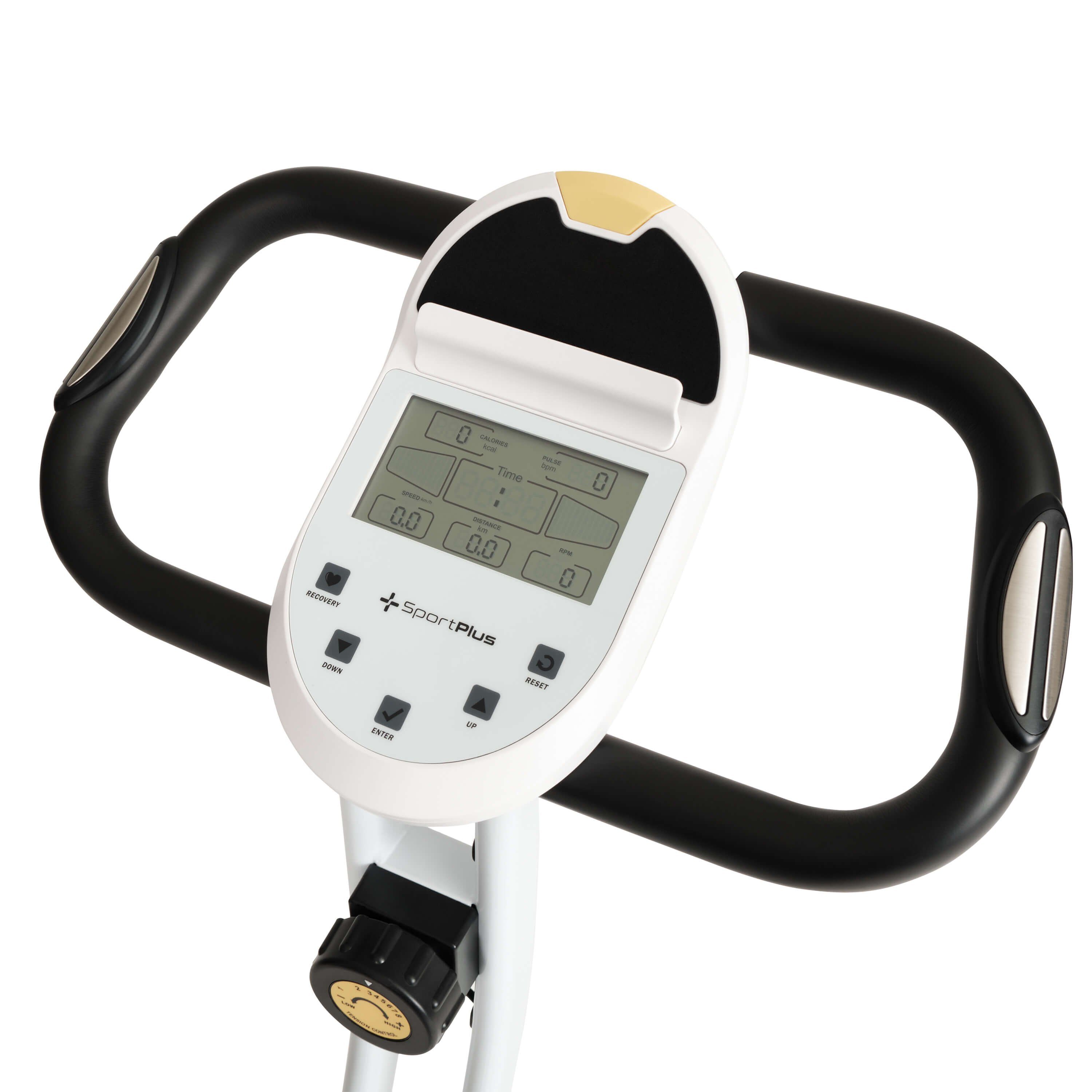 SportPlus Heimtrainer SP-HT-1300-W-iE, Heimtrainer, X-Bike, klappbar für Zuhause, Rückenlehne, 8 Stufen