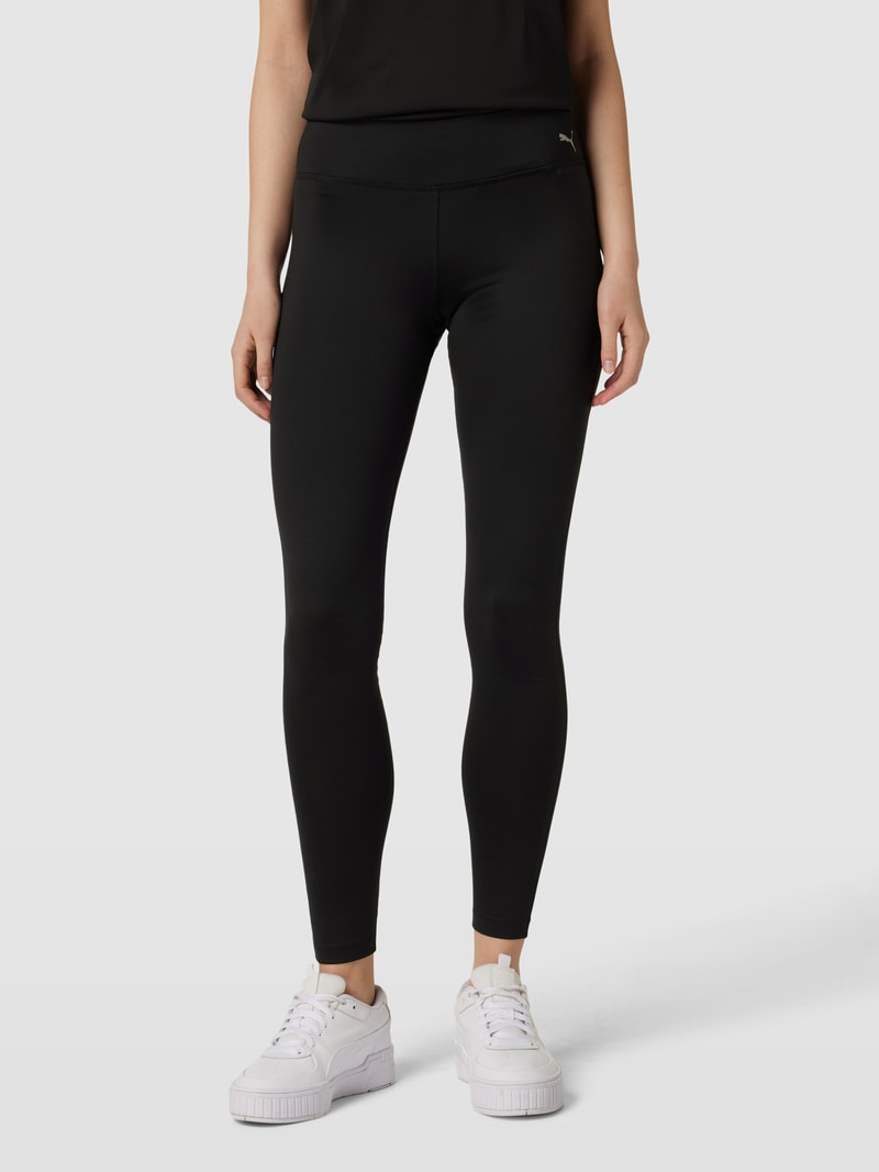 Leggings mit Label-Print in schwarz