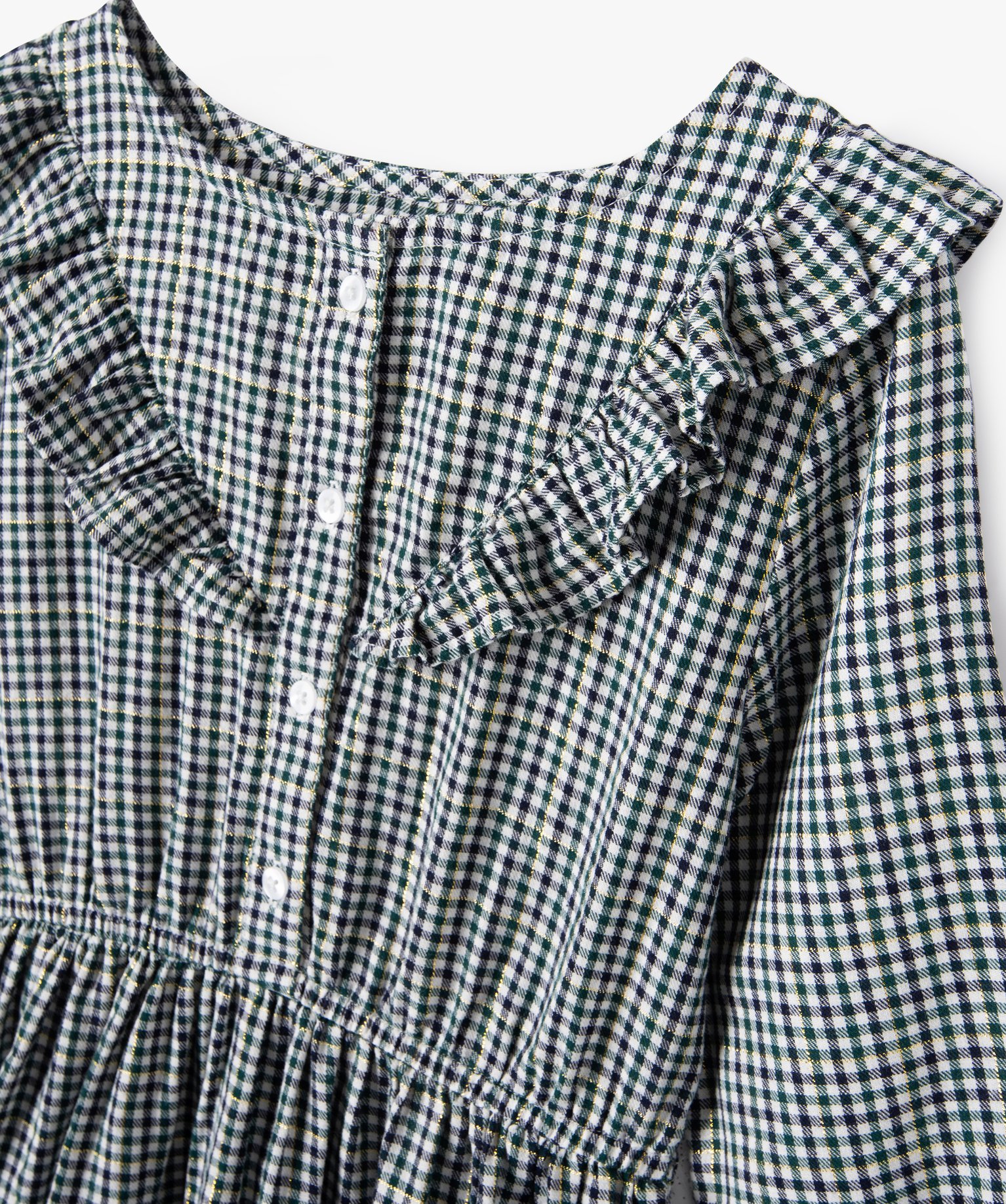 Robe à manches longues à carreaux fille carreaux | GEMO