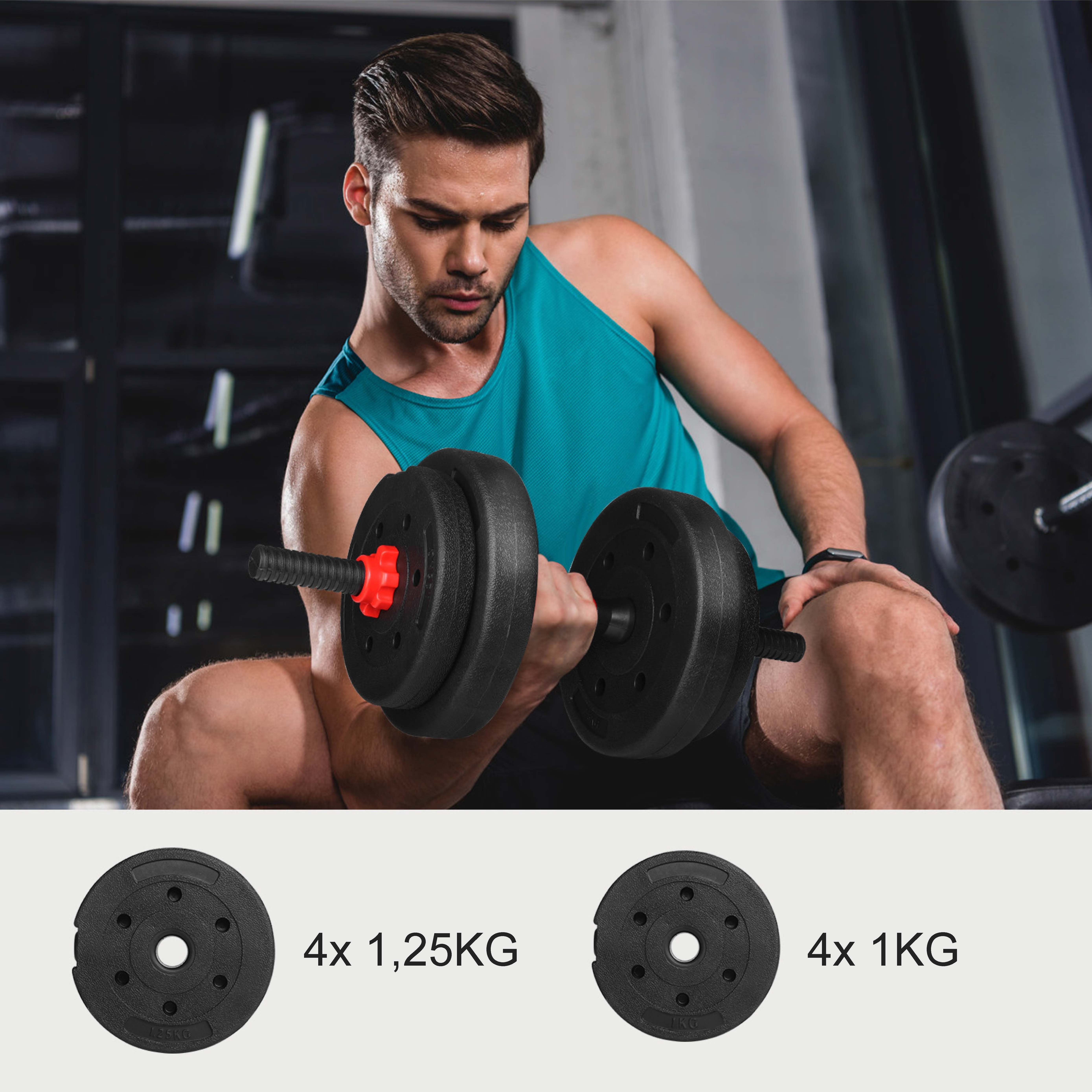 wuuhoo Hantel-Set Kurzhantelset Arni mit Kunststoffscheiben, Set mit 2x Kurzhanteln und Scheiben 30mm I Hantelset mit 2 Hantelstangen aus Kunststoff und Sternverschluß