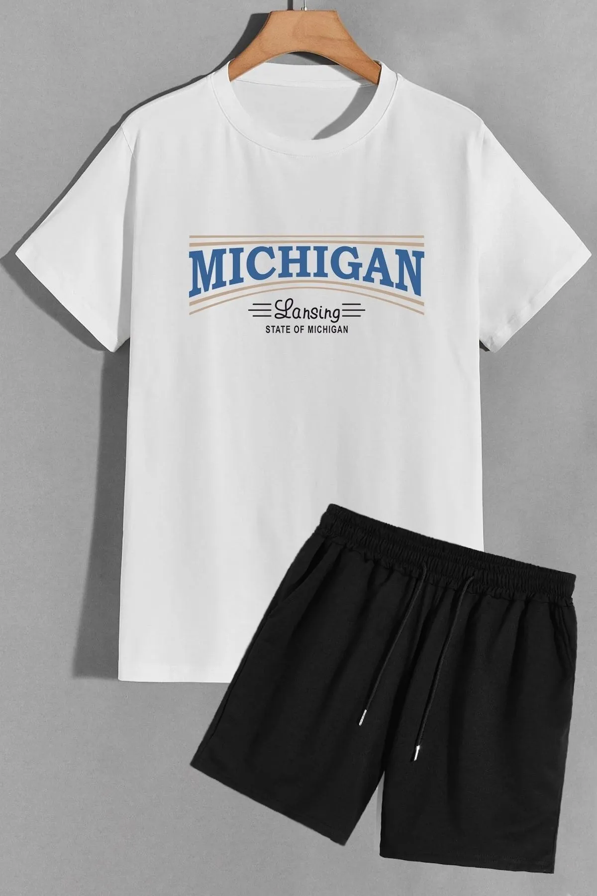 trendypassion  Michigan Shorts T-Shirt-Trainingsanzug-Set