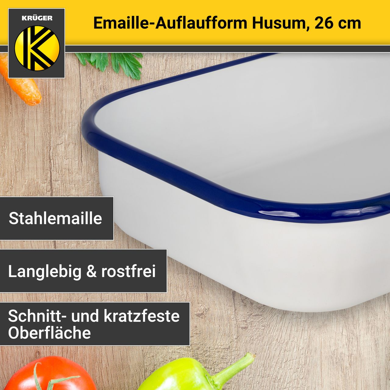 Karl Krüger Emaillierte Auflaufform HUSUM, 26 cm