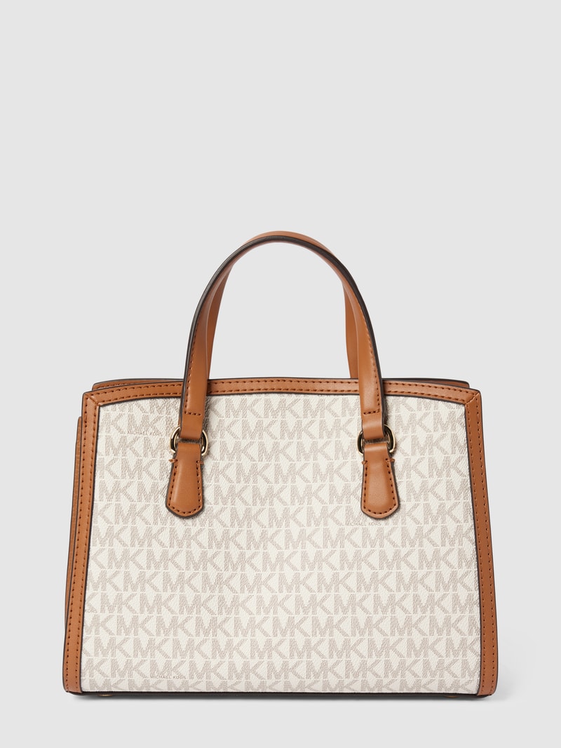 Handtasche mit Allover-Logo Modell 'CHANTAL' in ecru