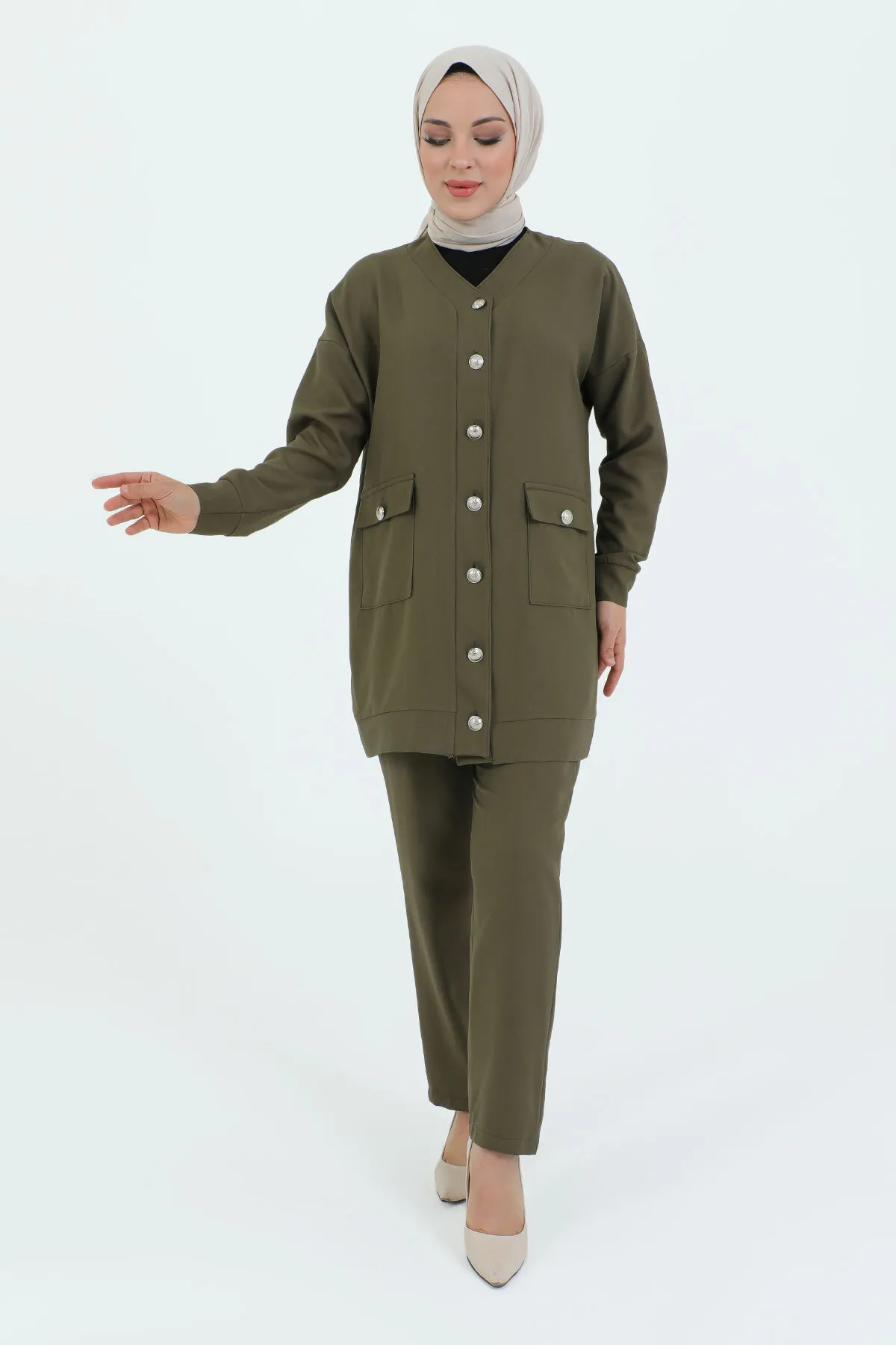 Tesettür Dünyası  Zweiteiler - Khaki - Regular Fit