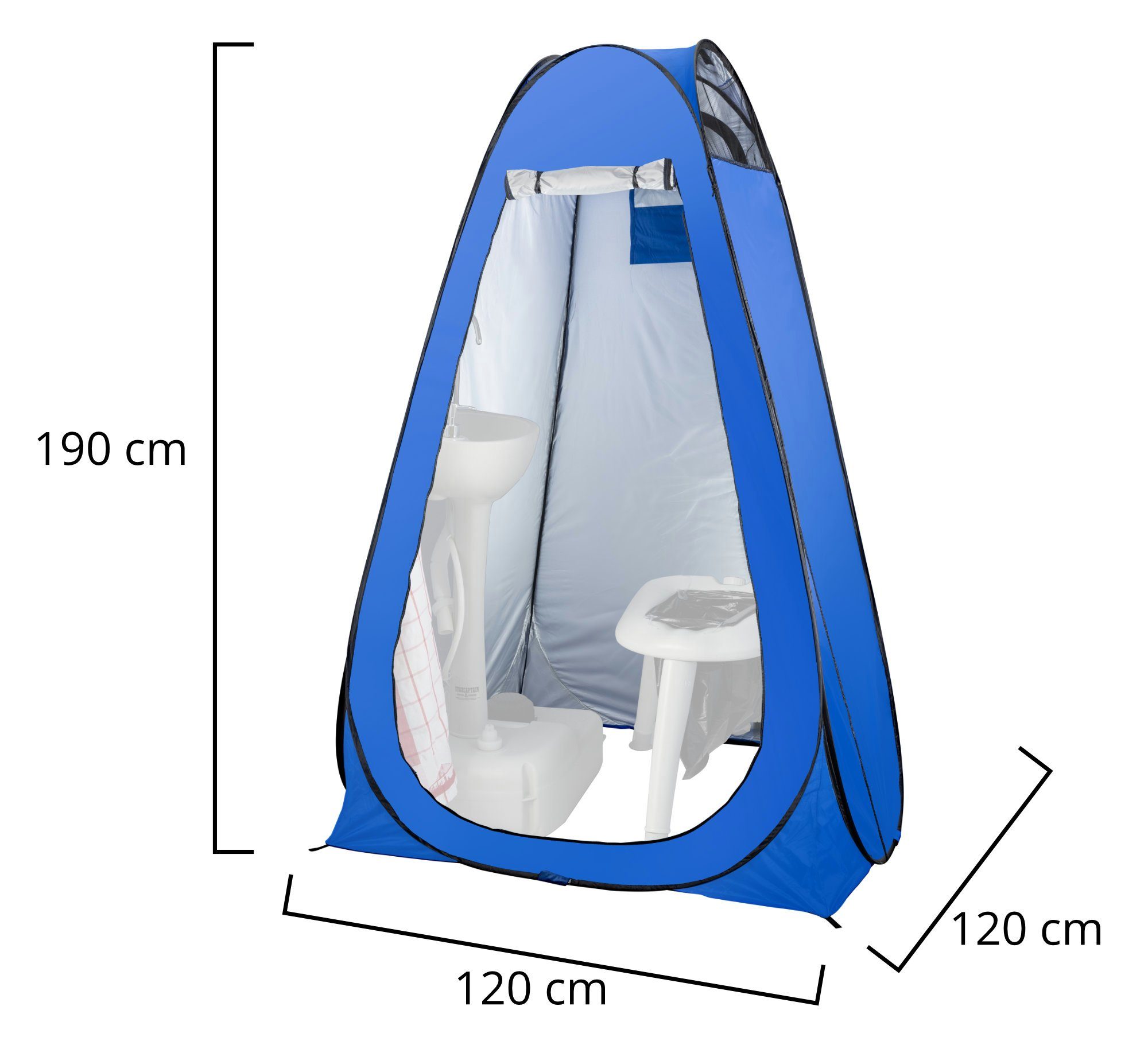 Stagecaptain Campingtoilette Quixie Toilet - Festival- und Reisetoilette, (Privacy Handwash Set, 3-St., inkl. Sichtschutz-Zelt, Handwaschbecken und 10 Auffangbeutel), für Kinder und Erwachsene - Mit Handwaschsprayer