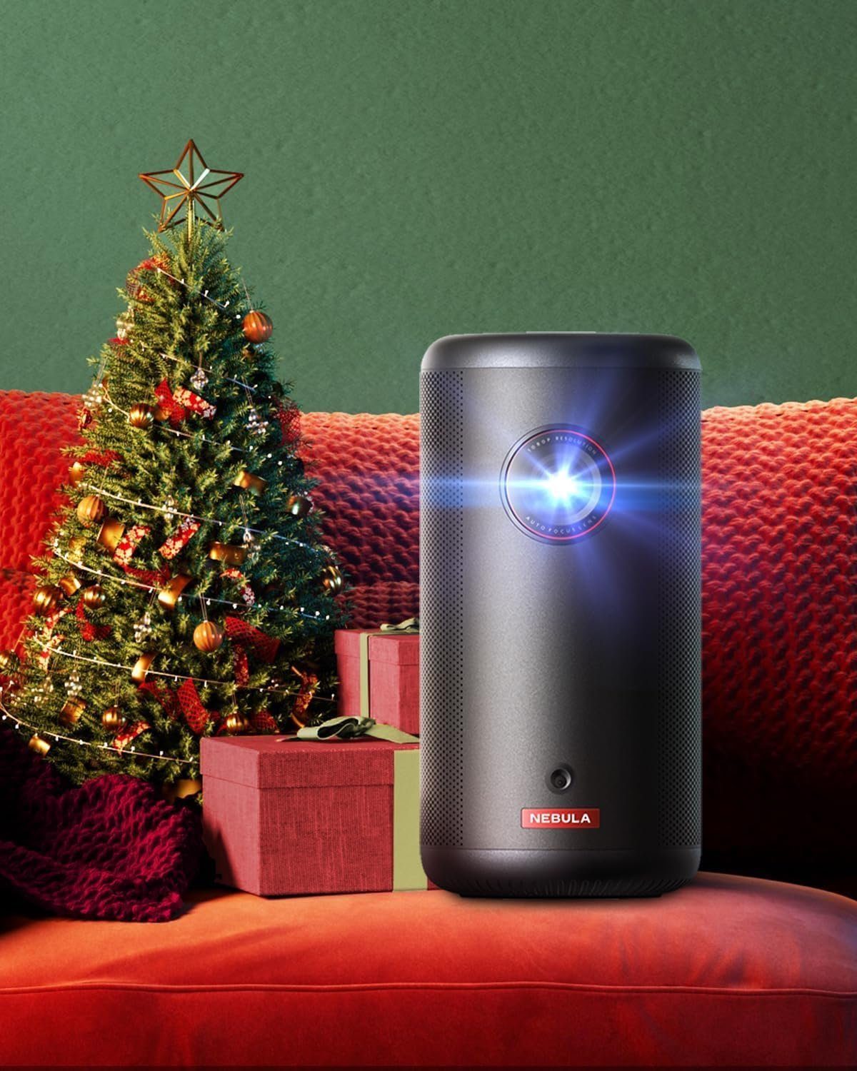 Nebula Capsule3 Mini,Smart WLAN, Portabler Projektor (200 lm, 1080p px, mit GTV Netflix Vorinstalliert Dolby Digital120-Zoll Bild,integrierter)