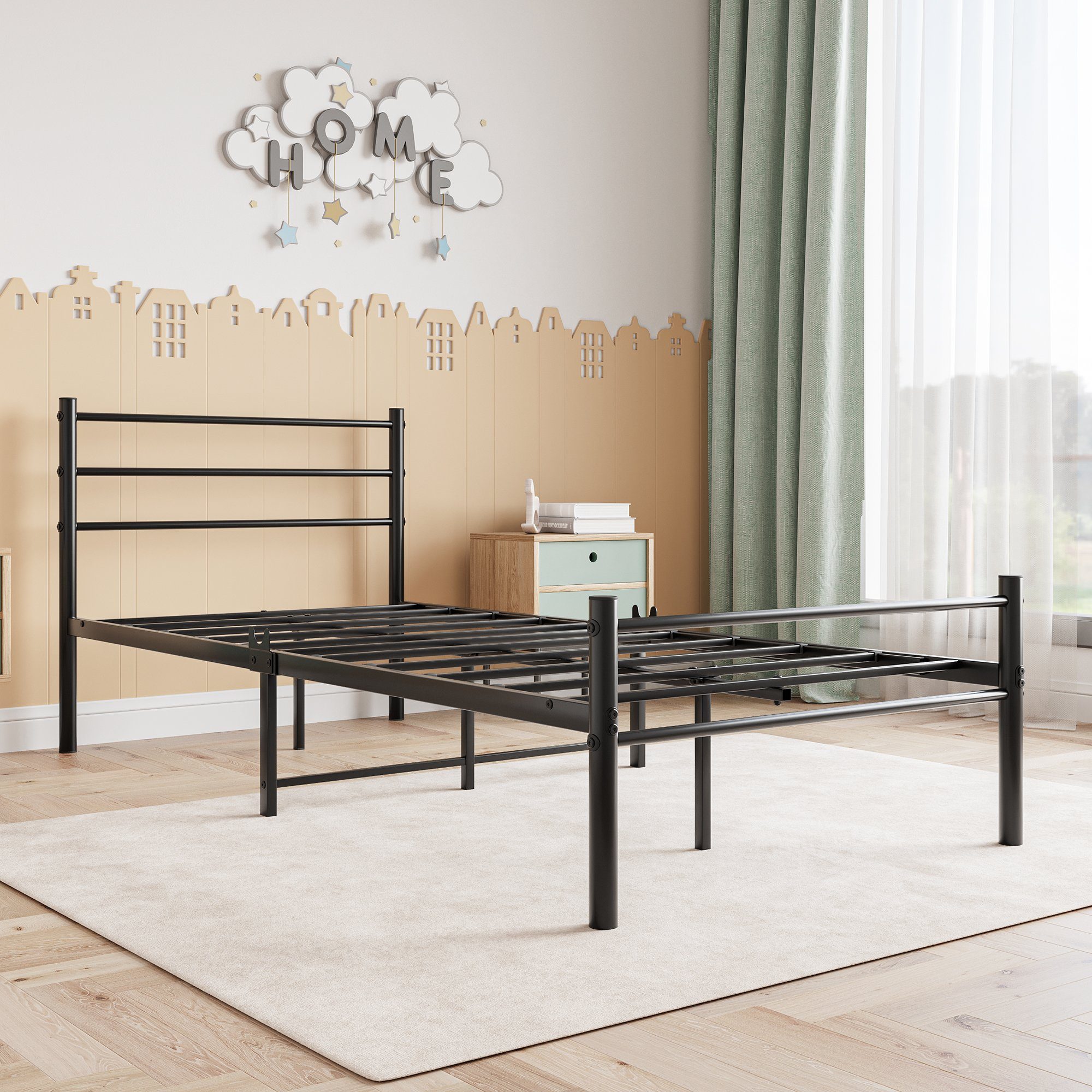 Gotagee Metallbett Einzelbett Metallbett Metall Bett Jugendbett Bettgestelle 90x190 cm