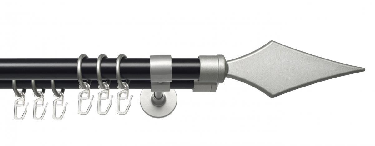 Bella Casa Stilgarnitur Gardinenstange 2-läufig, Hektor 20 mm Ø, 160 cm, schwarz-silber