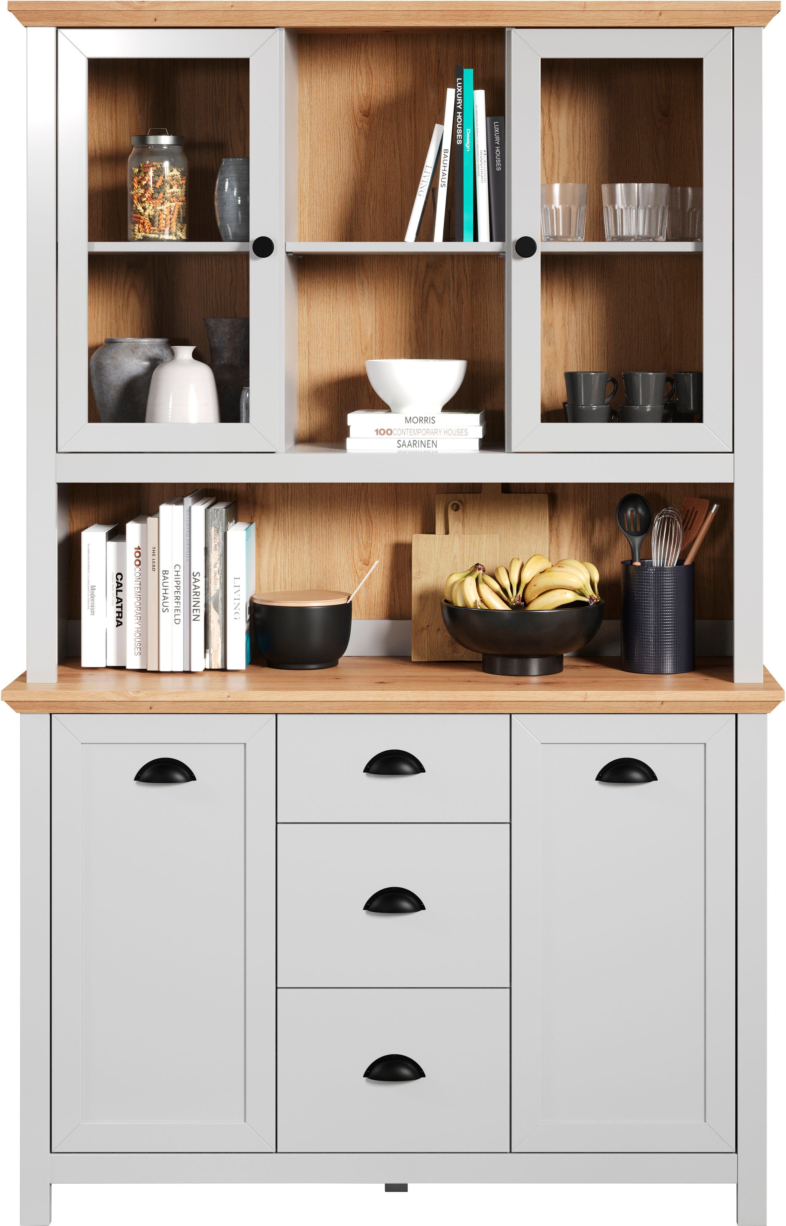 Home affaire Buffet Herzwill Artisan Eiche NB und hellgrau, matt, im Landhaus-Look