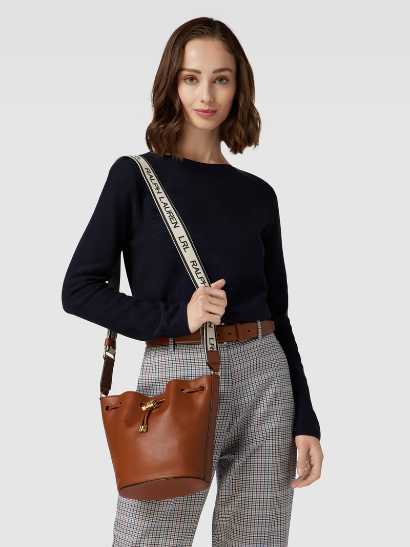Bucket Bag mit Label-Detail Modell 'ANDIE' in cognac