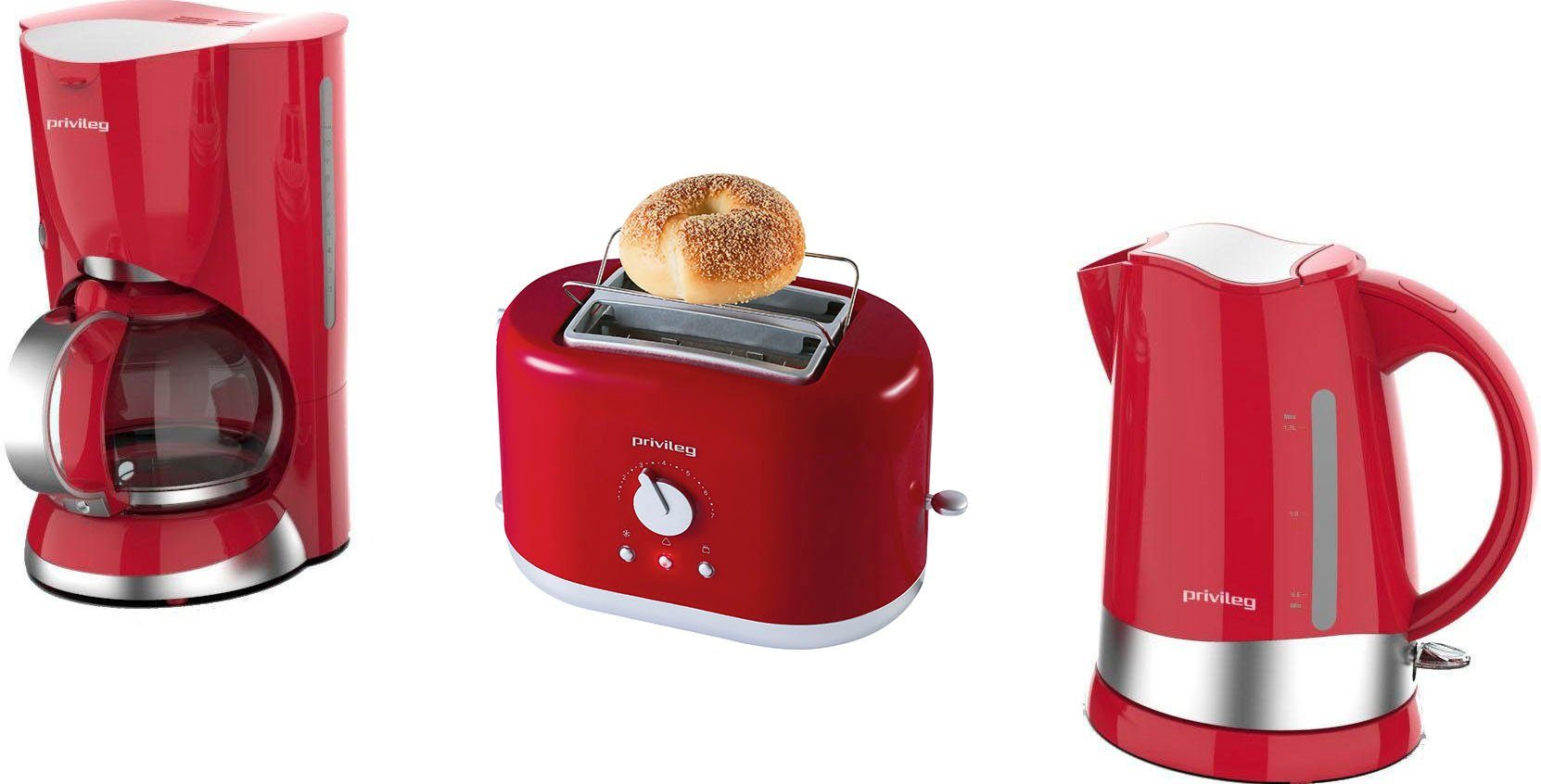 Privileg Filterkaffeemaschine 747528, 1,37l Kaffeekanne, Papierfilter 1x4, Max. 1080 Watt, rot