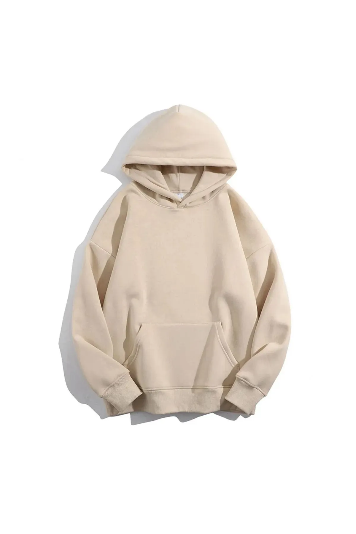 Know  Damen-Sweatshirt mit Kapuze in Beige, einfarbig, in Übergröße