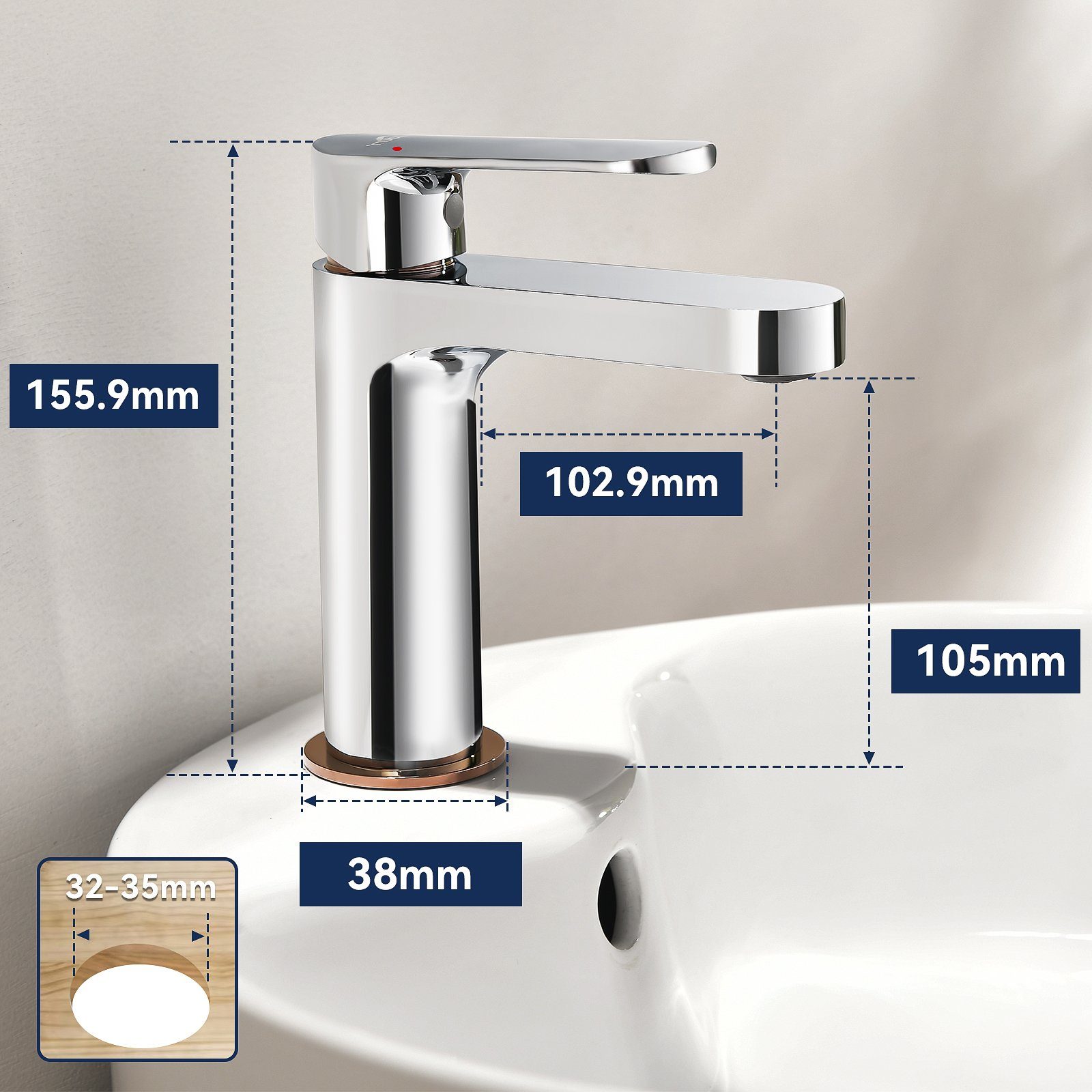 Auralum Waschtischarmatur Waschbecken Wasserhahn Bad Waschtisch Mischbatterie Badezimmer Badarmatur
